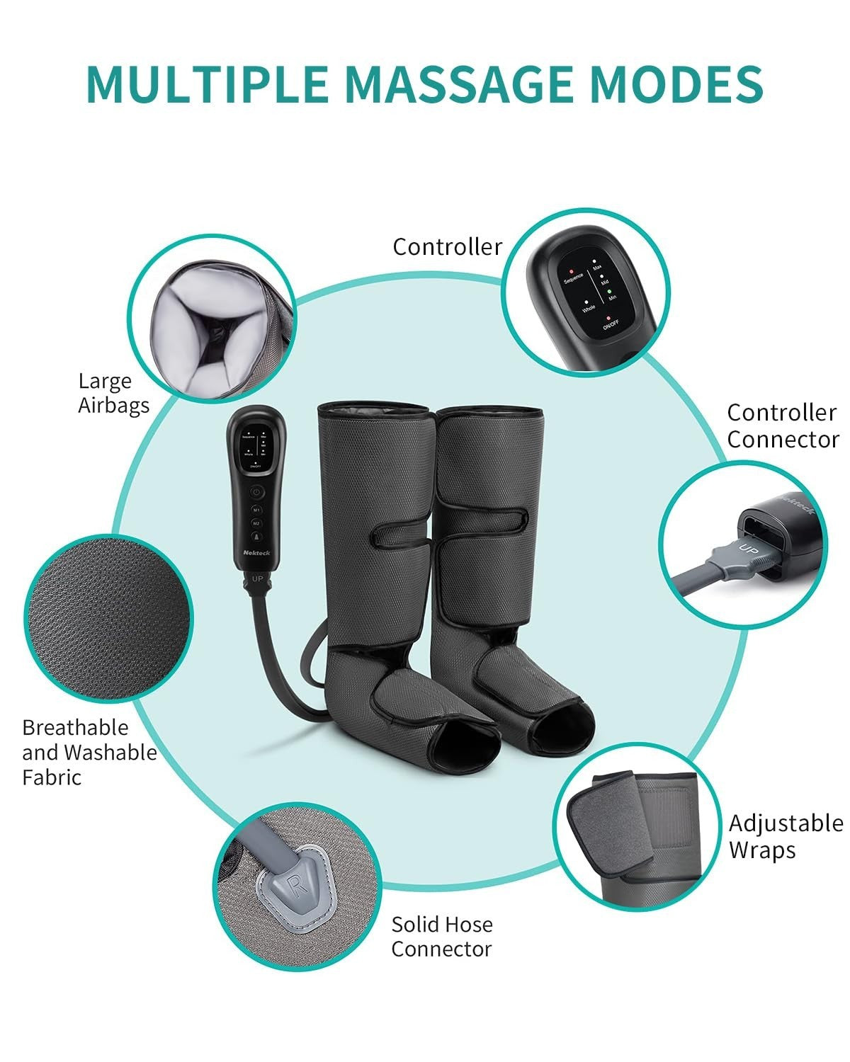 Leg Compression Massager for Circulation & Relaxation, 2 Modes, 3 Intensities, P5