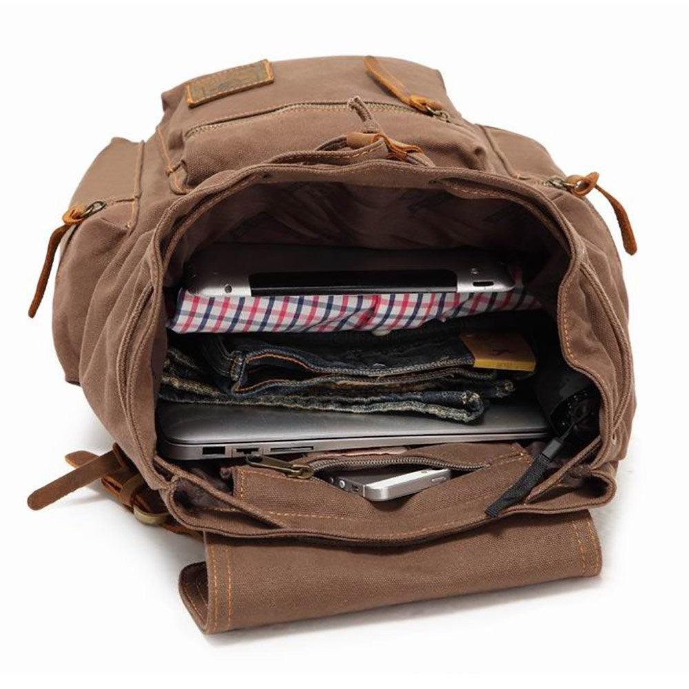 High Capacity Vintage Canvas Backpack for School & Travel   Fits 12 15.6" Laptop4