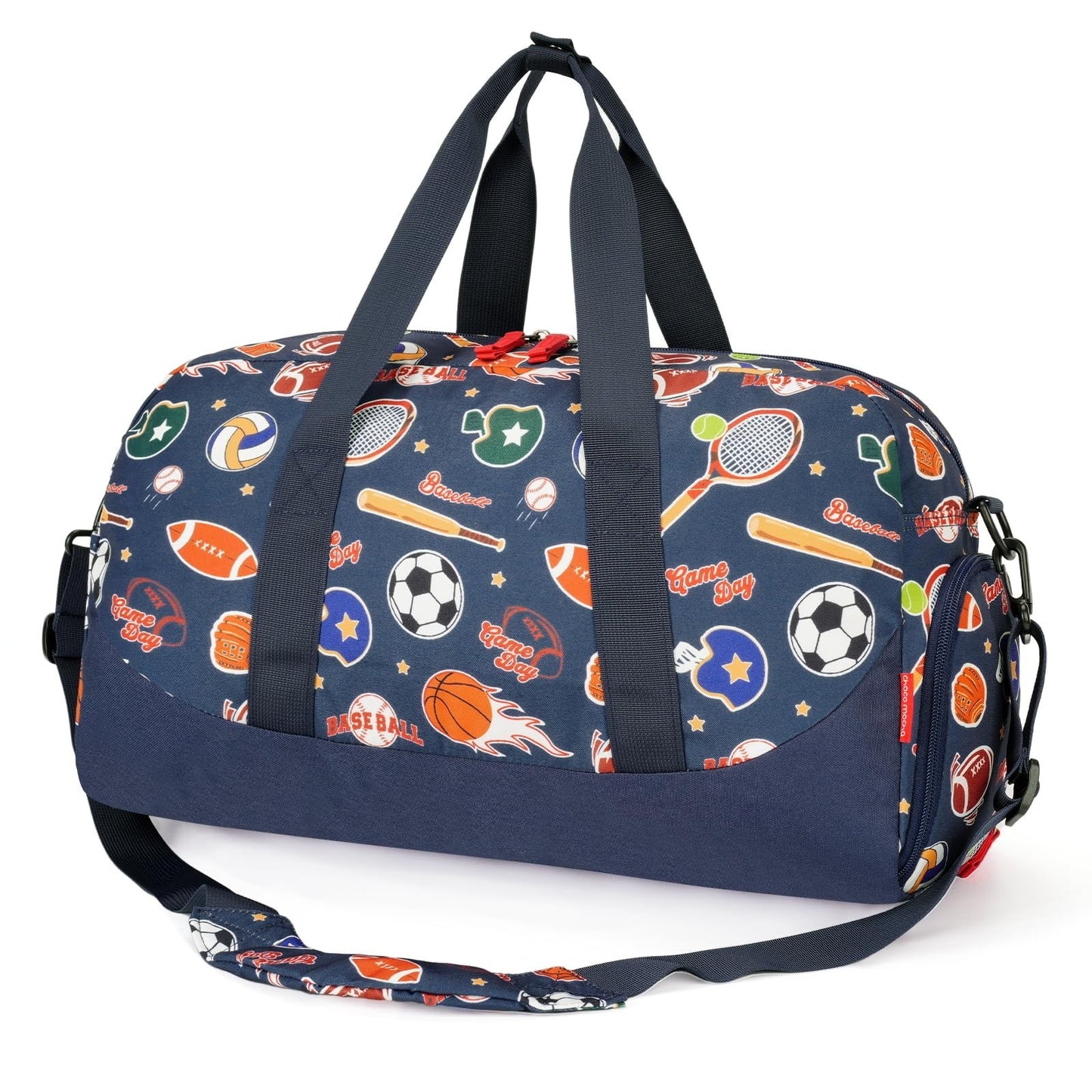 Kids Duffle Bag for Boys, Basketball Overnight Travel Bag with Shoe Compartment,1