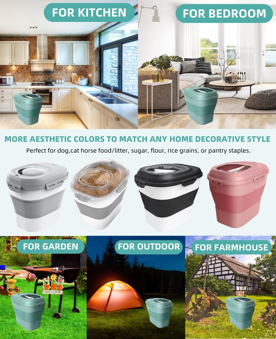 Airtight 30-35Lbs Dog Food Storage Container - Collapsible & Portable Pet Food B7