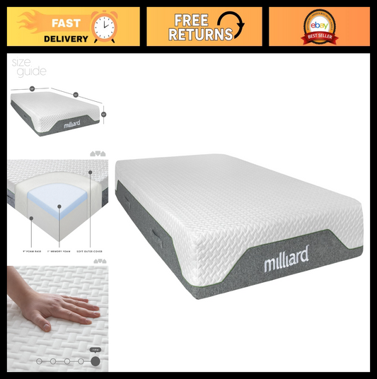 10" Memory Foam Full Size Mattress   Pressure Relieving, Firm, Classic Comfort,0