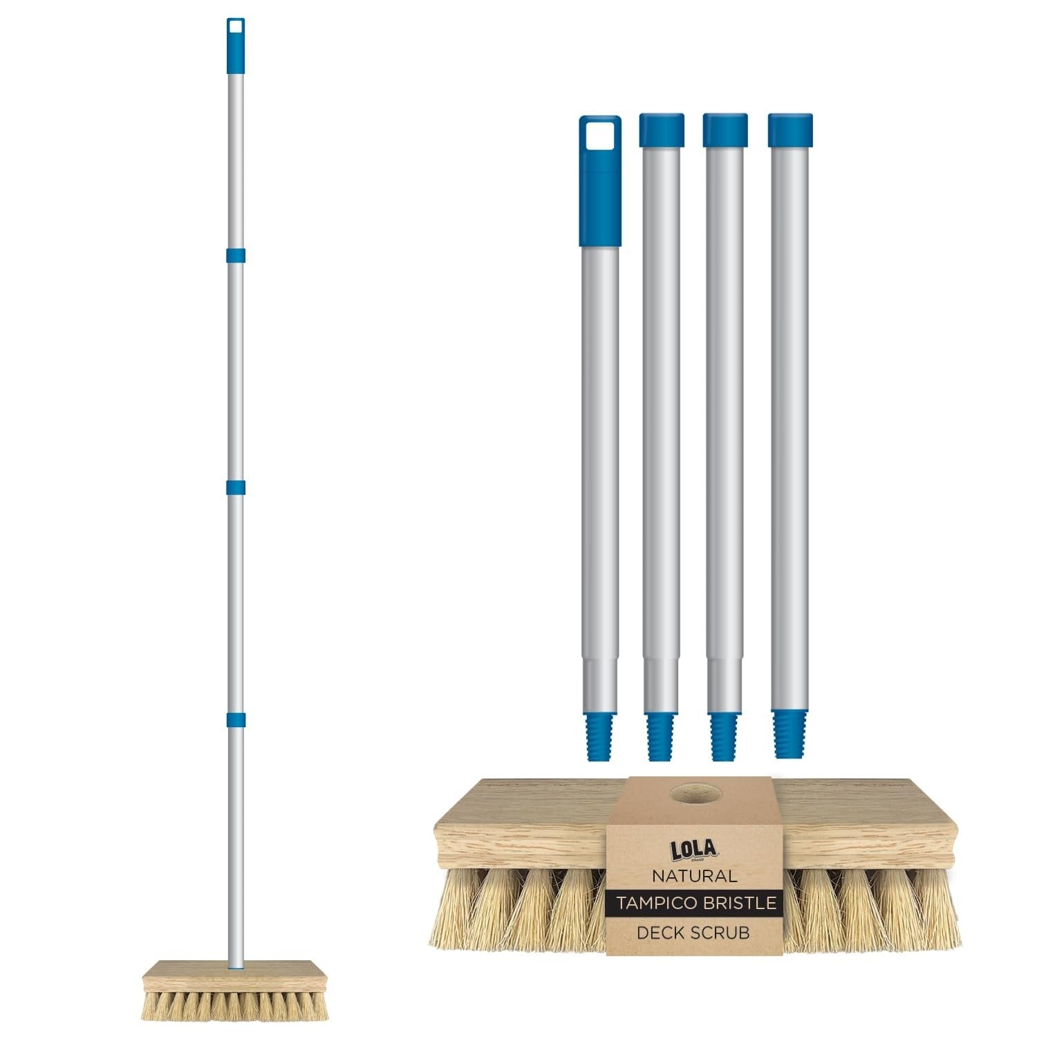 9" x 3.5" Deck Scrub Brush with Tampico Bristles for Outdoor Cleaning, Removes D1