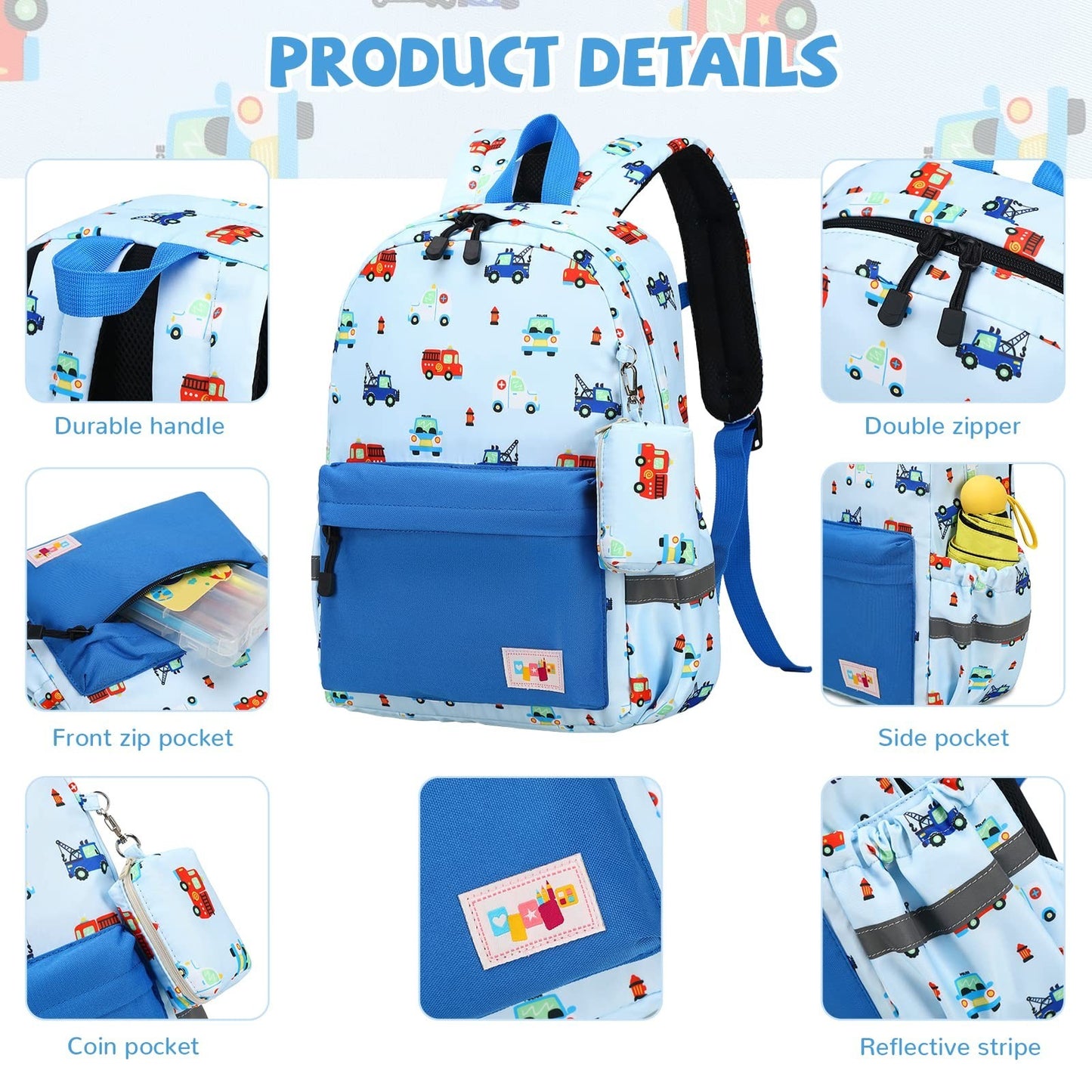 Kids Toddler Backpack with Chest Strap   Durable, Lightweight, Fun Design for Bo4