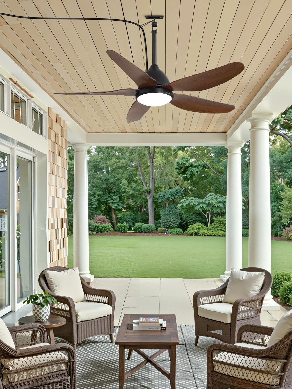 46" Waterproof Outdoor Ceiling Fan with Lights, Remote & APP Control, 6 Speeds,7