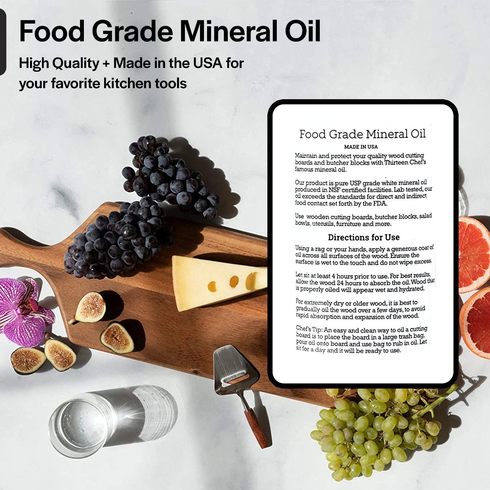 64oz Food Grade Mineral Oil for Cutting Boards   NSF Certified, Food Safe, Premi5