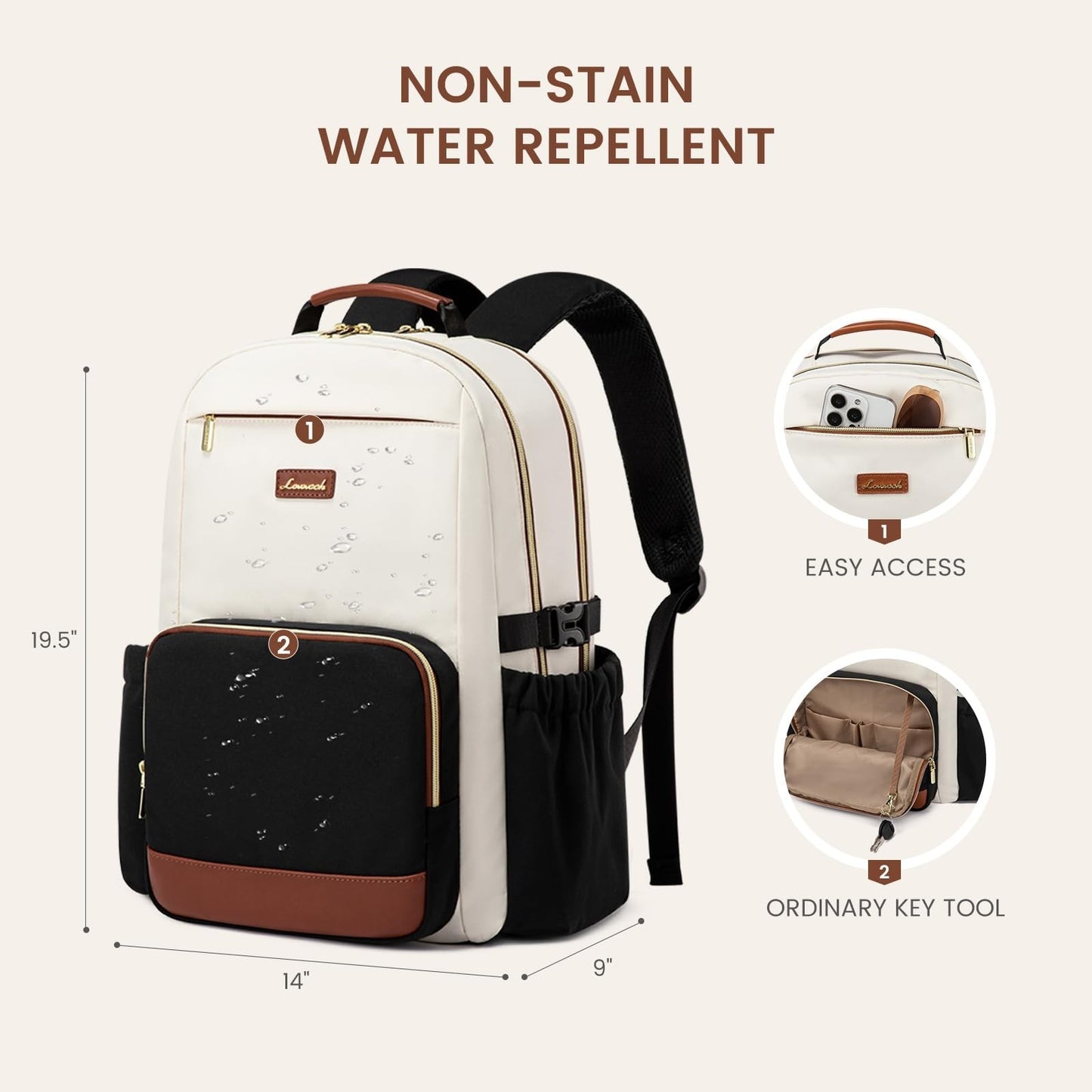 Stylish Waterproof Laptop Backpack for Women, 18" Computer Bag, Large Capacity,4