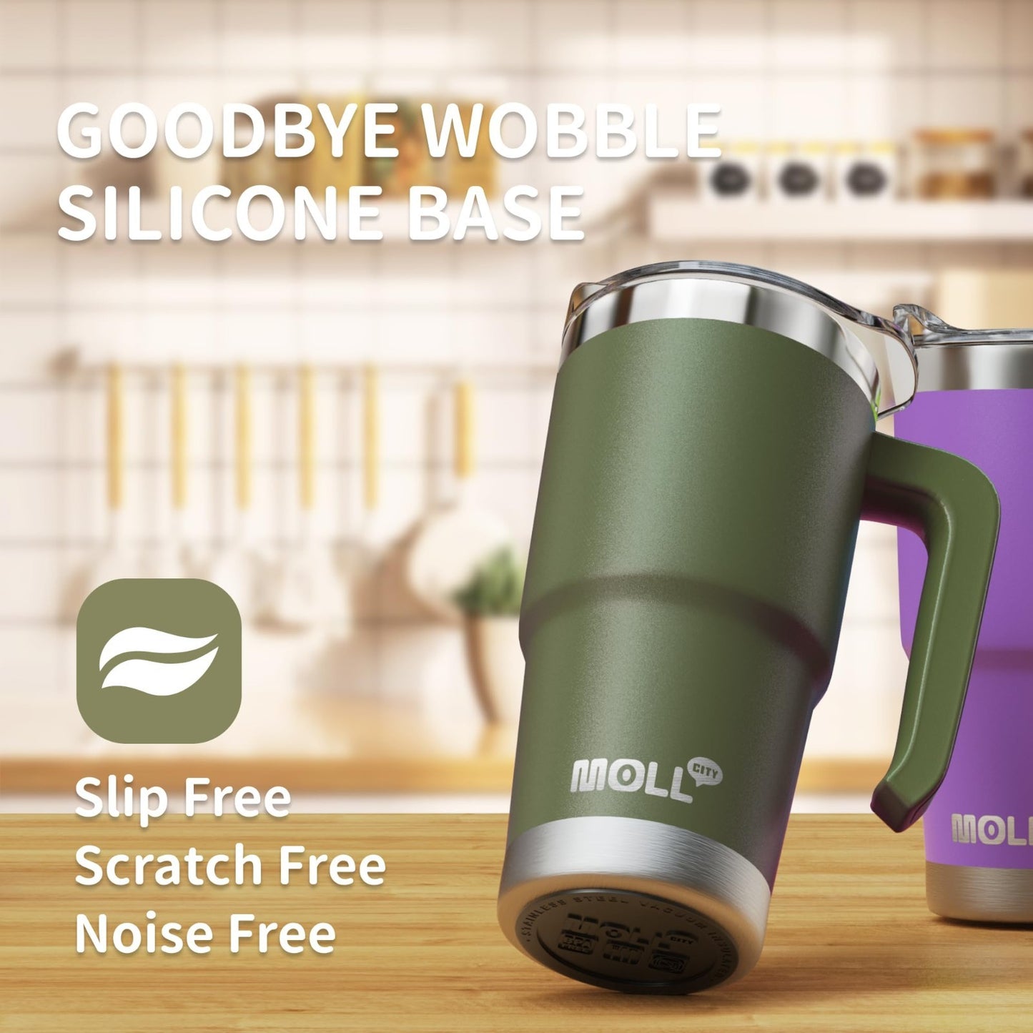16 oz Insulated Tumbler with Handle, Reusable Stainless Steel Travel Mug with Li3