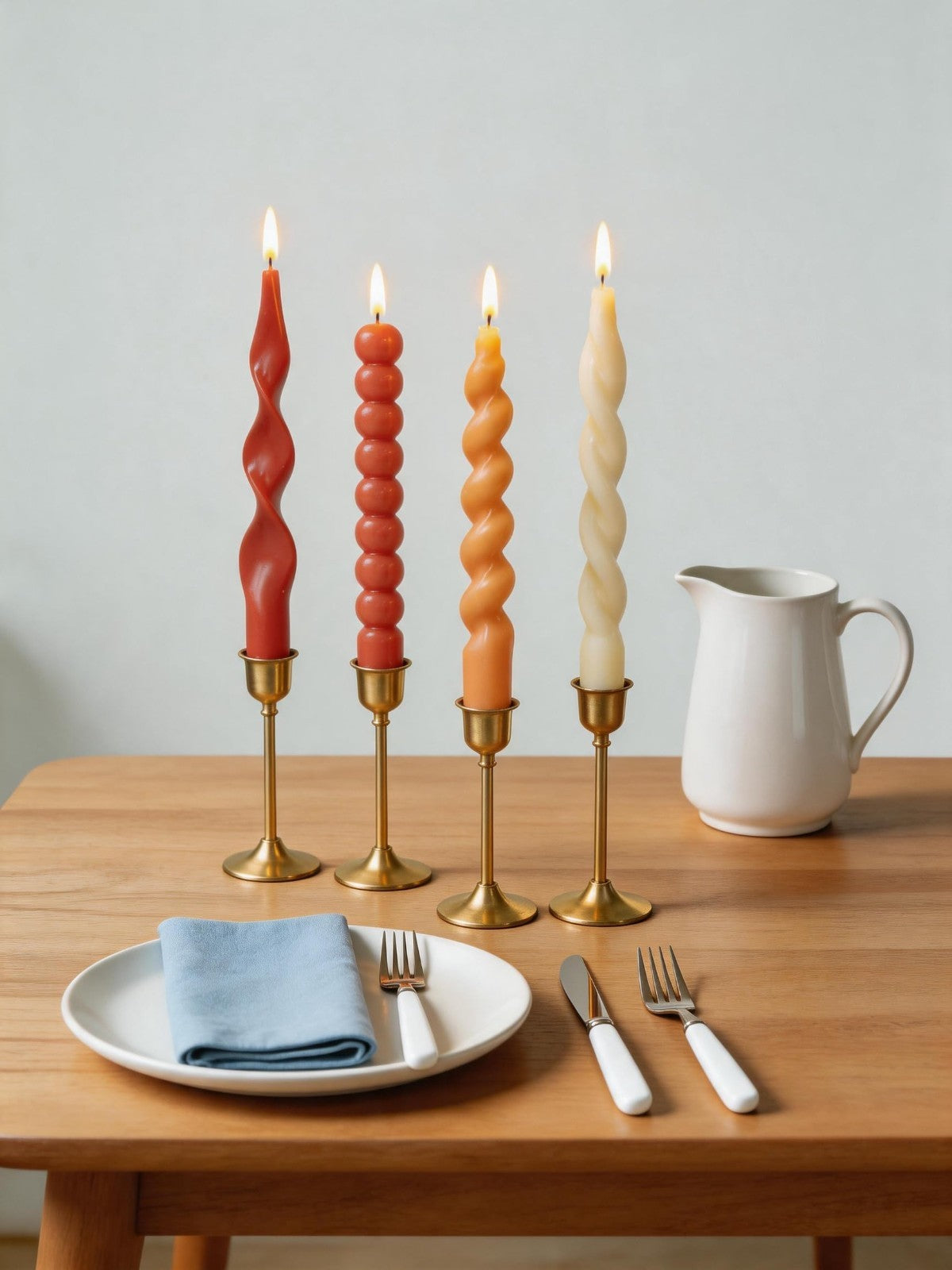 Orange Spiral Taper Candles - Unscented Twisted Candle Sticks for Dinner & Holid7
