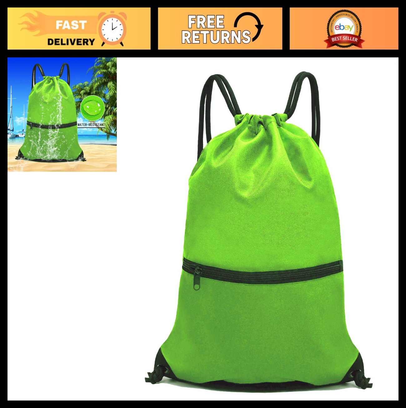 Drawstring Backpack Gym Bag, Lightweight Sport Sackpack for Travel & Fitness0