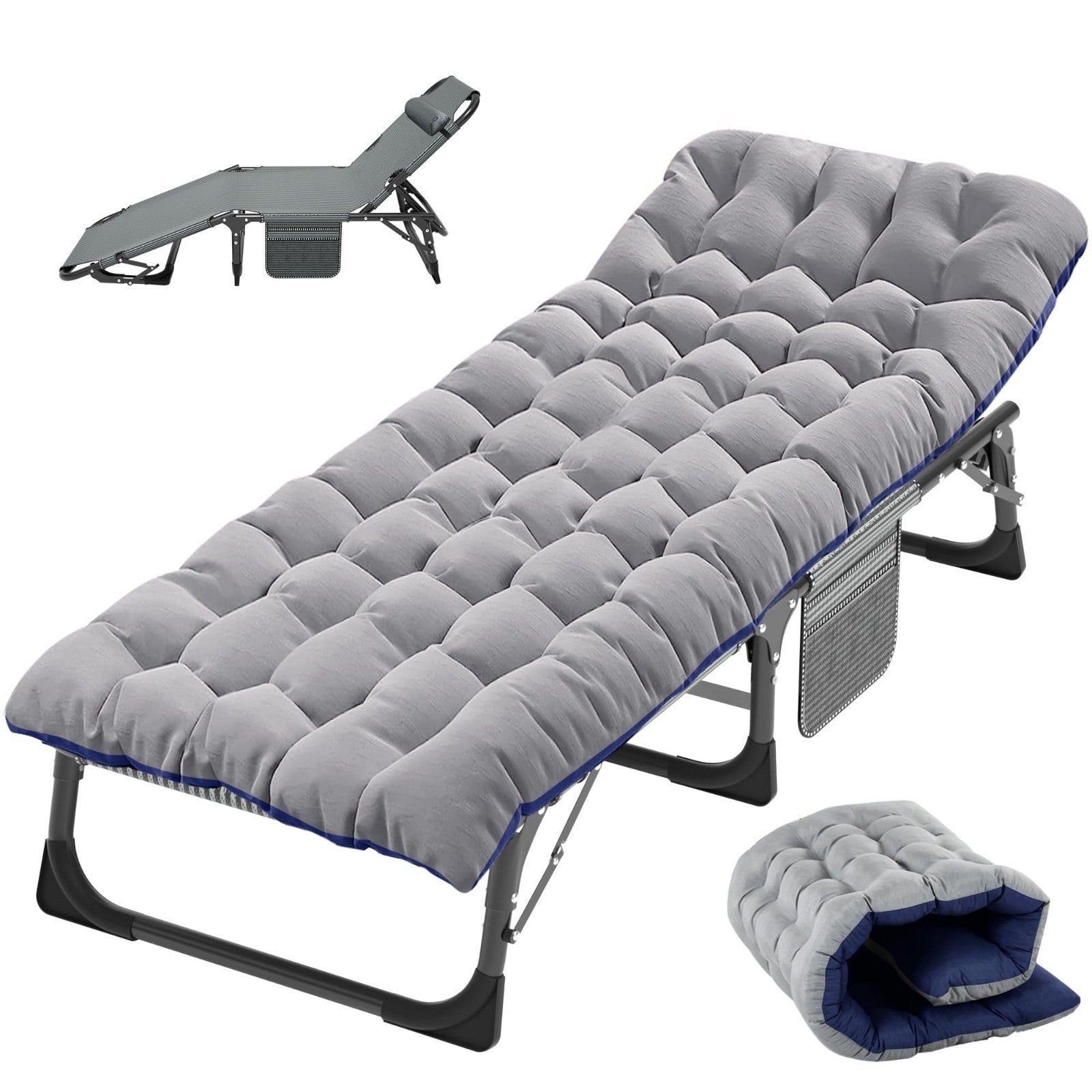 Folding Camping Cot for Adults   5 Position Adjustable Backrest & Padded Cushion1