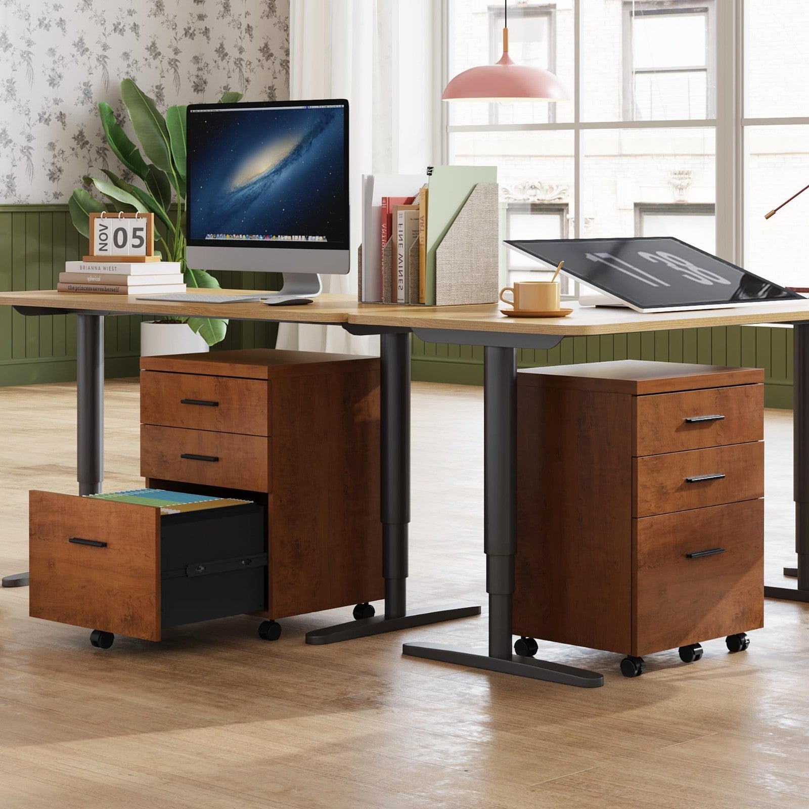 3 Drawer File Cabinet for Home Office   Wood Under Desk Storage, Rolling Printer6