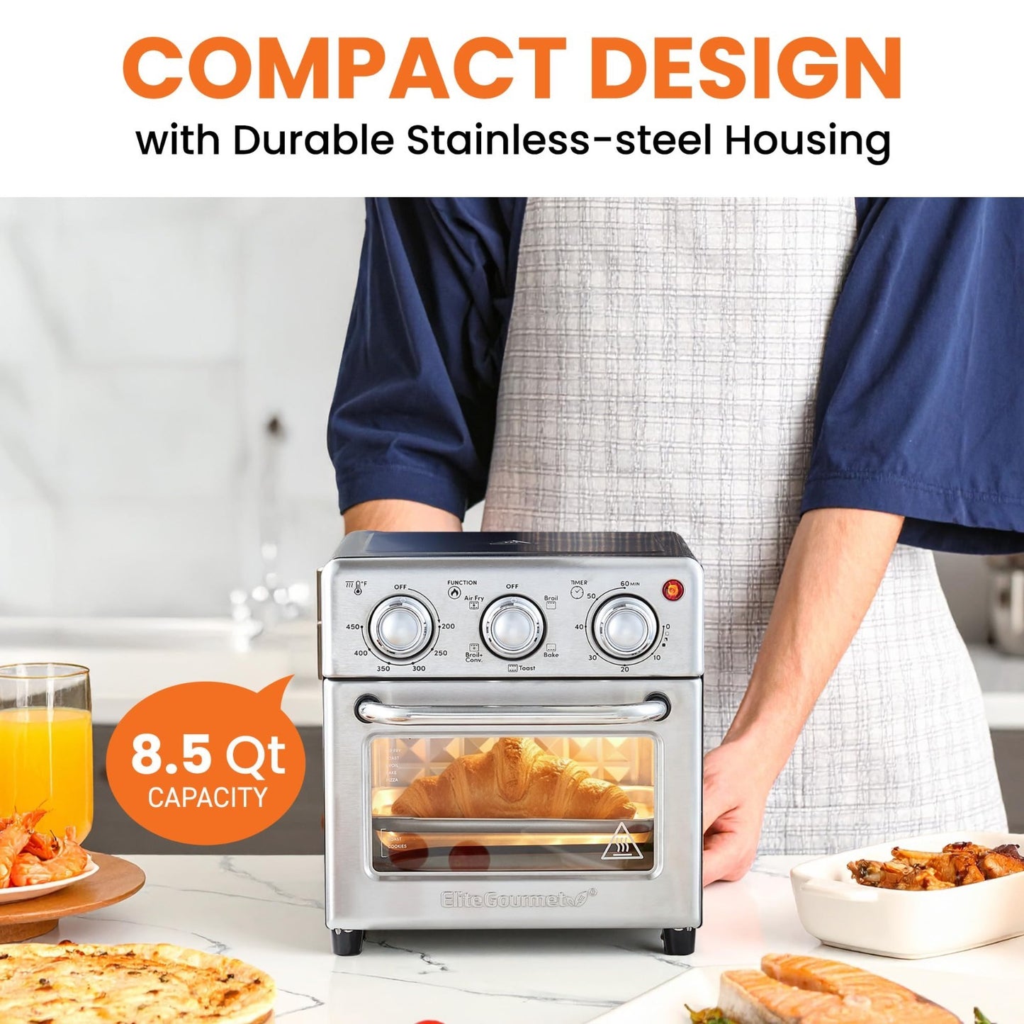 Compact 8.5Qt Air Fryer Oven - Mini Countertop Fryer with Adjustable Temp & Time4