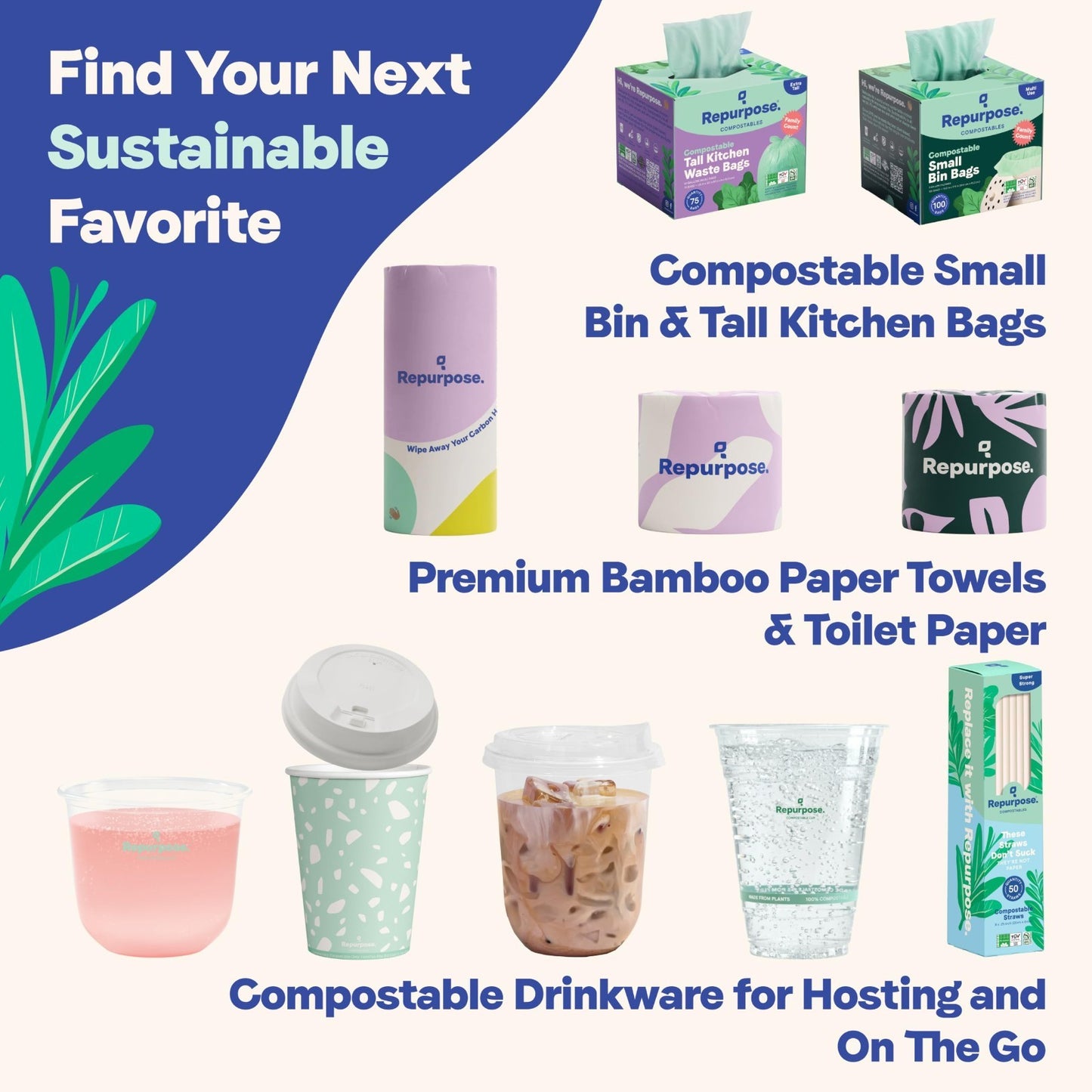 100% Compostable Bamboo Toilet Paper - 12 Rolls, 300 Sheets/Roll, 3-Ply, Eco-Fri8
