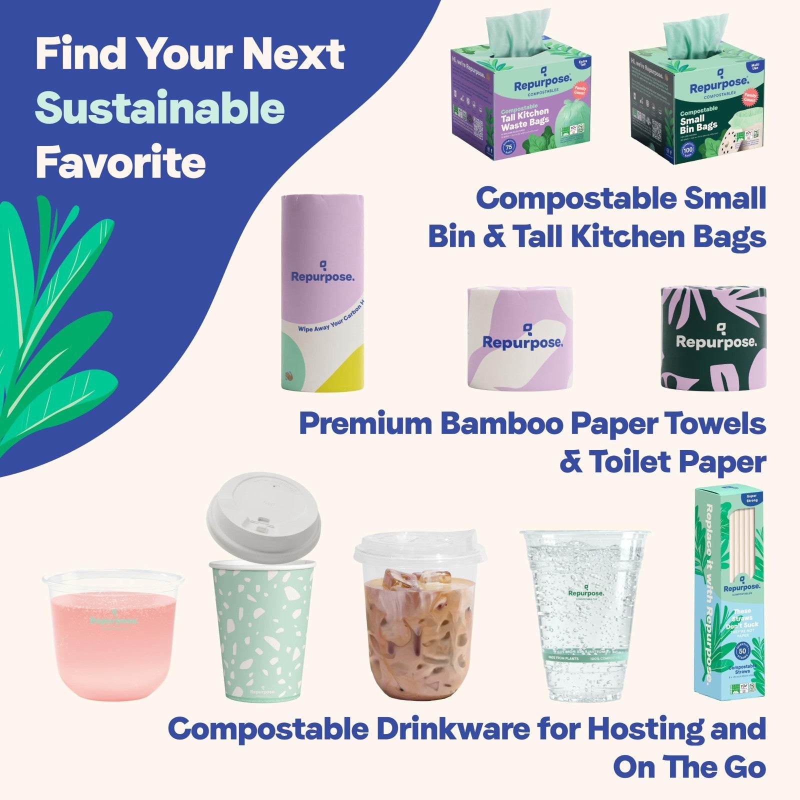 100% Compostable Bamboo Toilet Paper - 12 Rolls, 300 Sheets/Roll, 3-Ply, Eco-Fri8