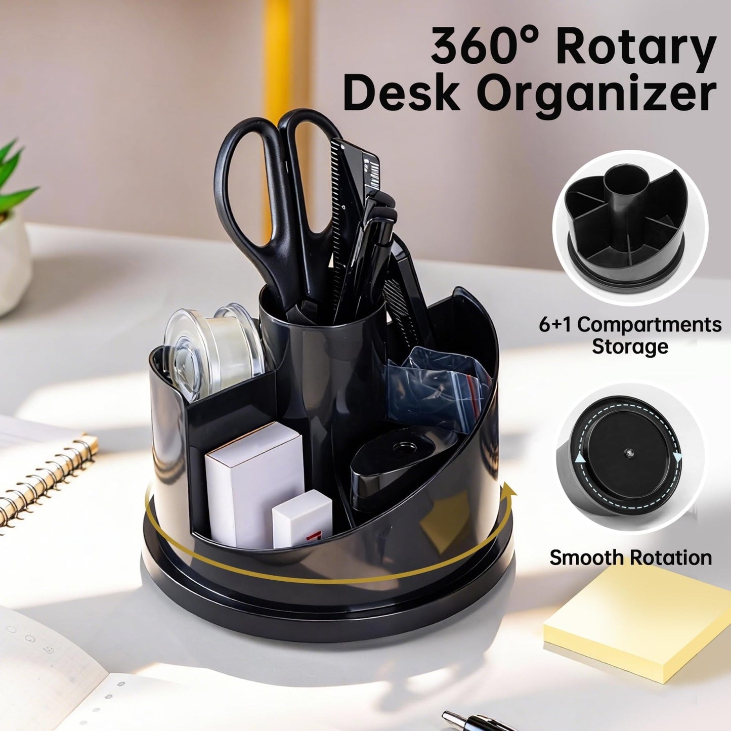 Office Supplies Set   Desk Organizer Kit, Black   Essential Deli Accessories3