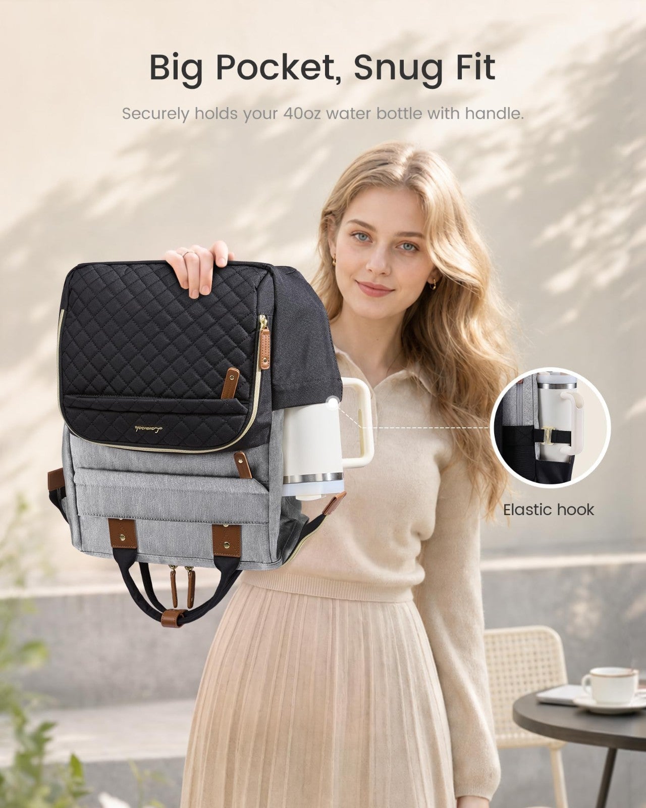 Quilted Laptop Backpack for Women   Stylish Teacher & Nurse Work Bag Purse2