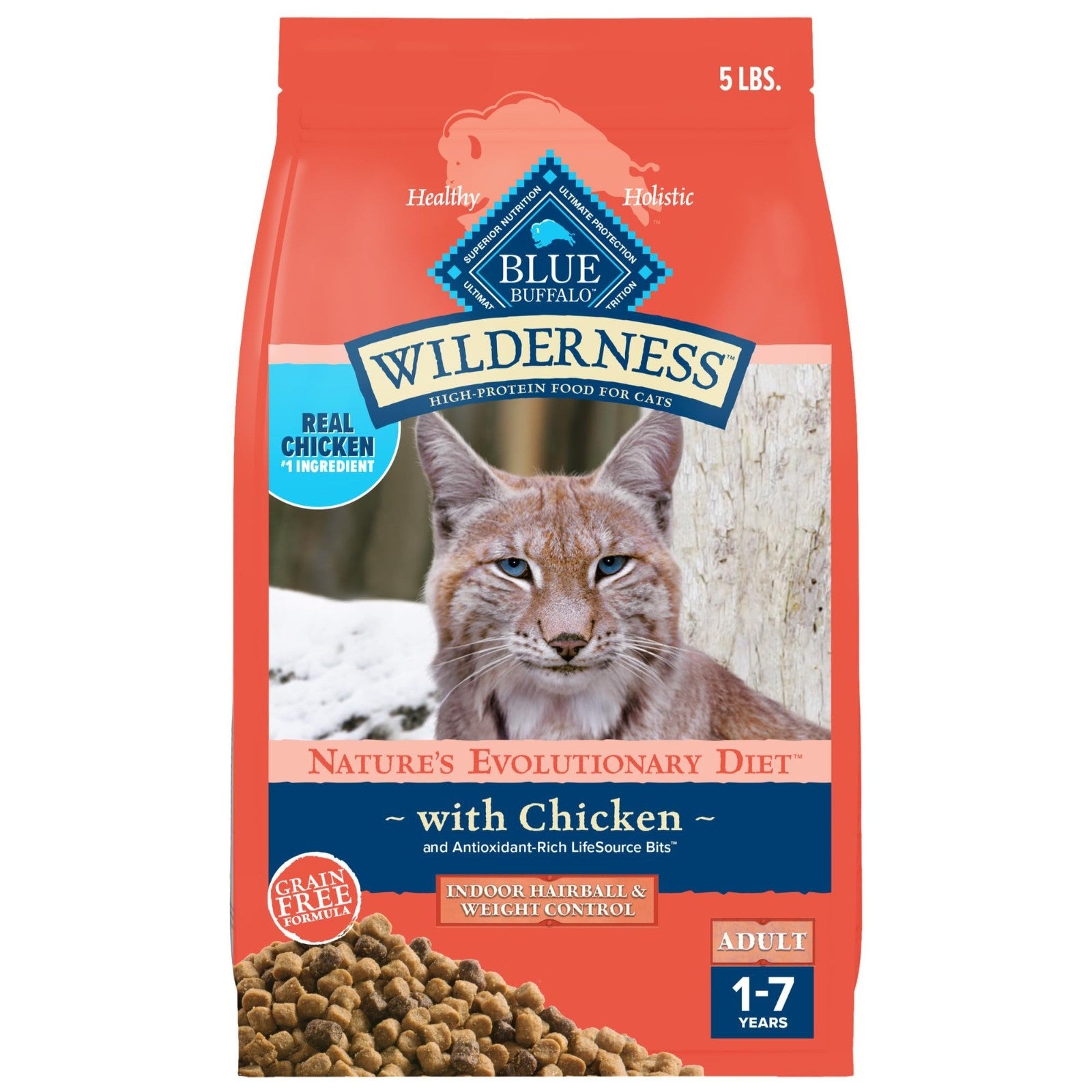 Wilderness Indoor Hairball & Weight Control Dry Cat Food, 5 lb   Grain Free, Hig1