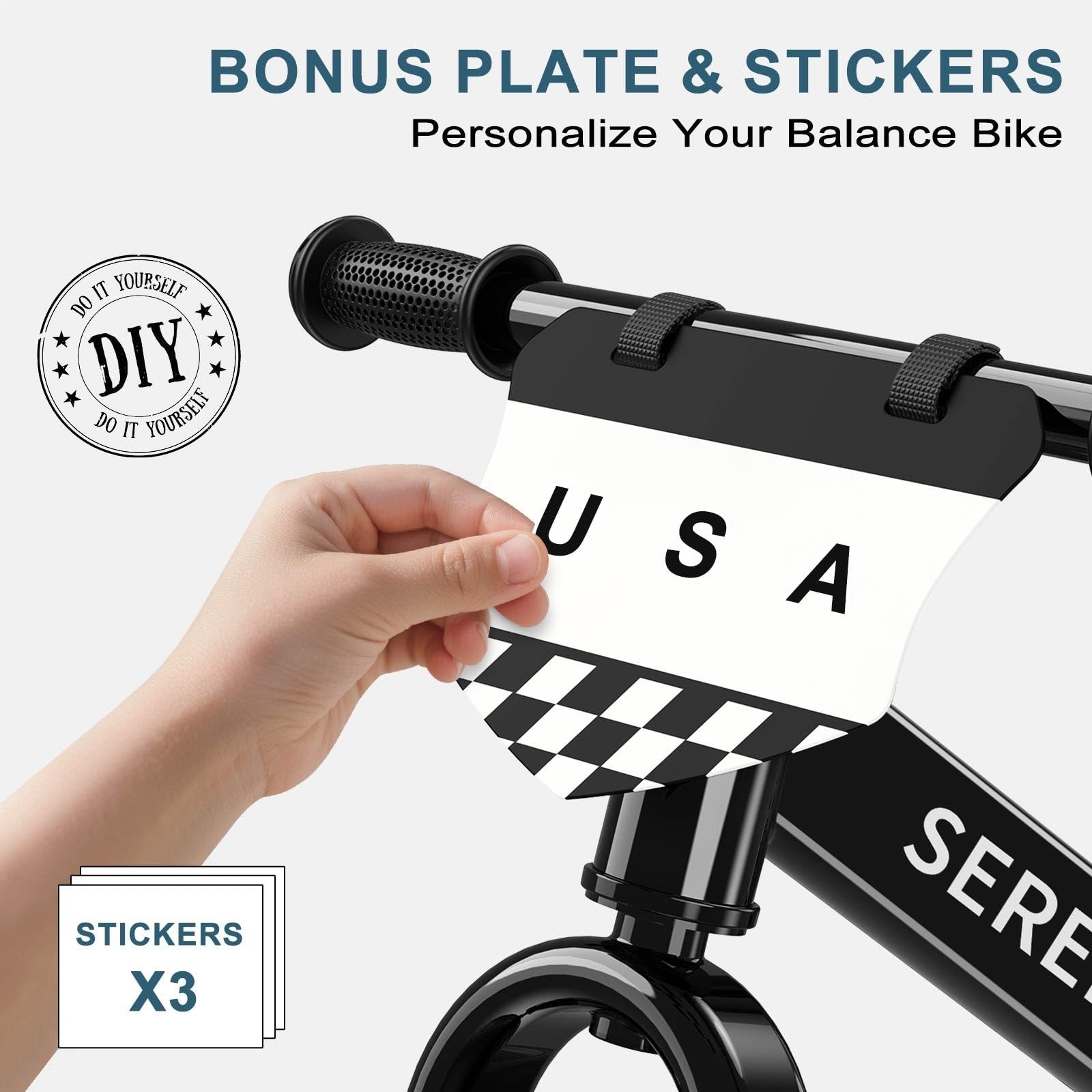 No Pedal Toddler Balance Bike for Ages 2 5, Adjustable Height, Custom Stickers,3