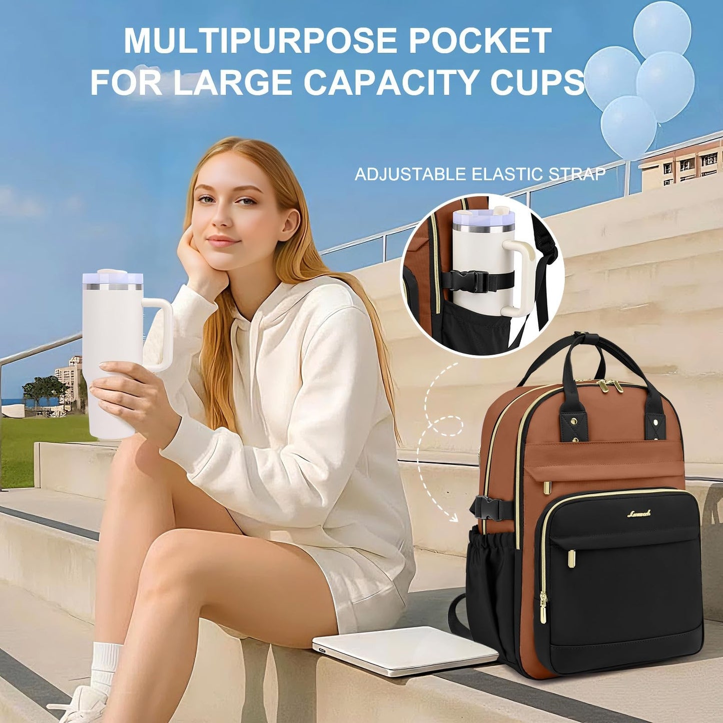 Stylish Women’s Laptop Backpack 15.6"   Waterproof, Anti Theft, Large Capacity B2