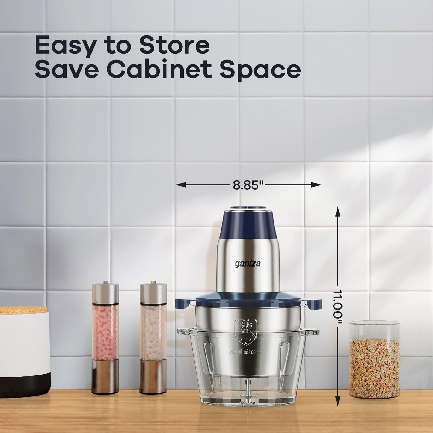 Food Processor with 2 Bowls, 450W Meat Grinder & Vegetable Chopper, Multi-Functi2