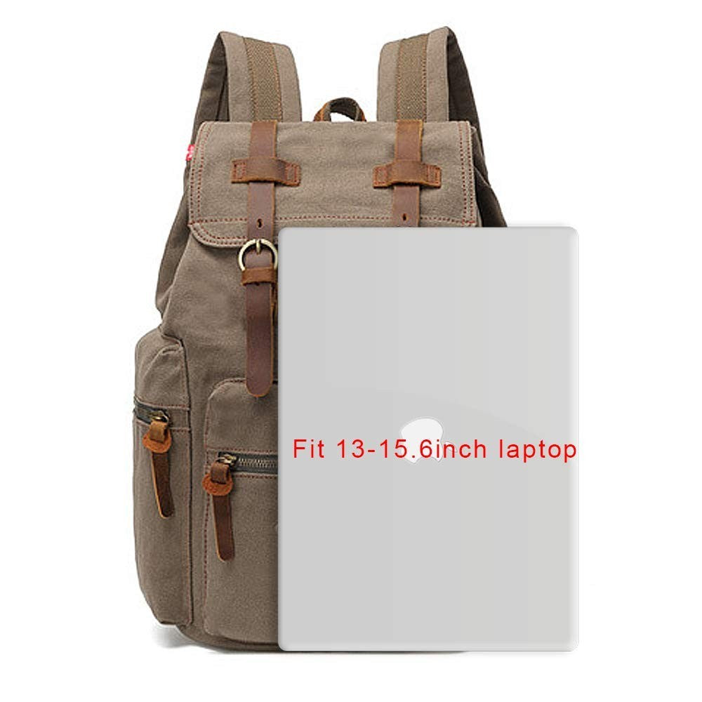 High Capacity Vintage Canvas Backpack for School Travel, 12 15" Laptop Rucksack4