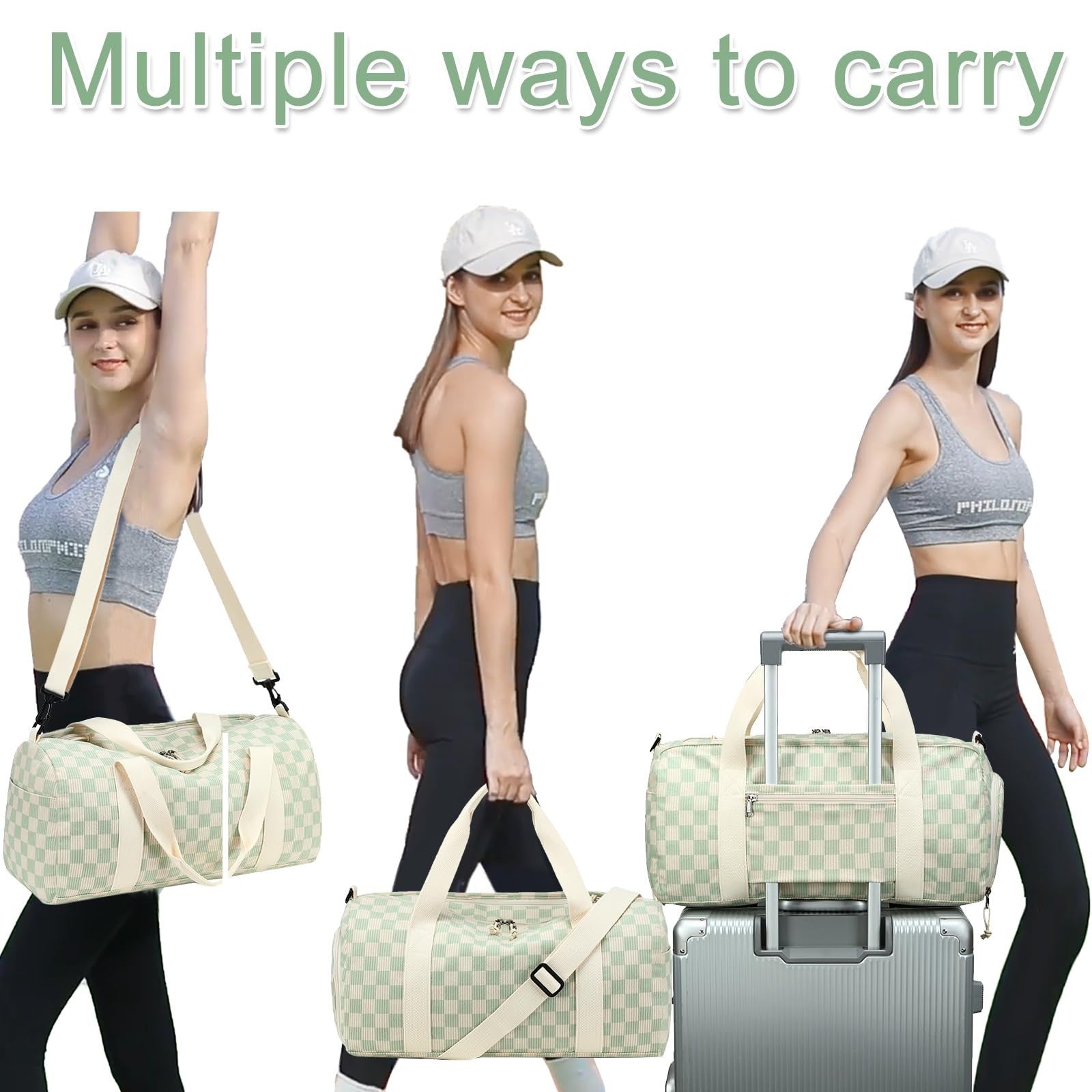 Cute Girls Duffle Bag with Shoe Compartment & Wet Separation - Waterproof Gym &2