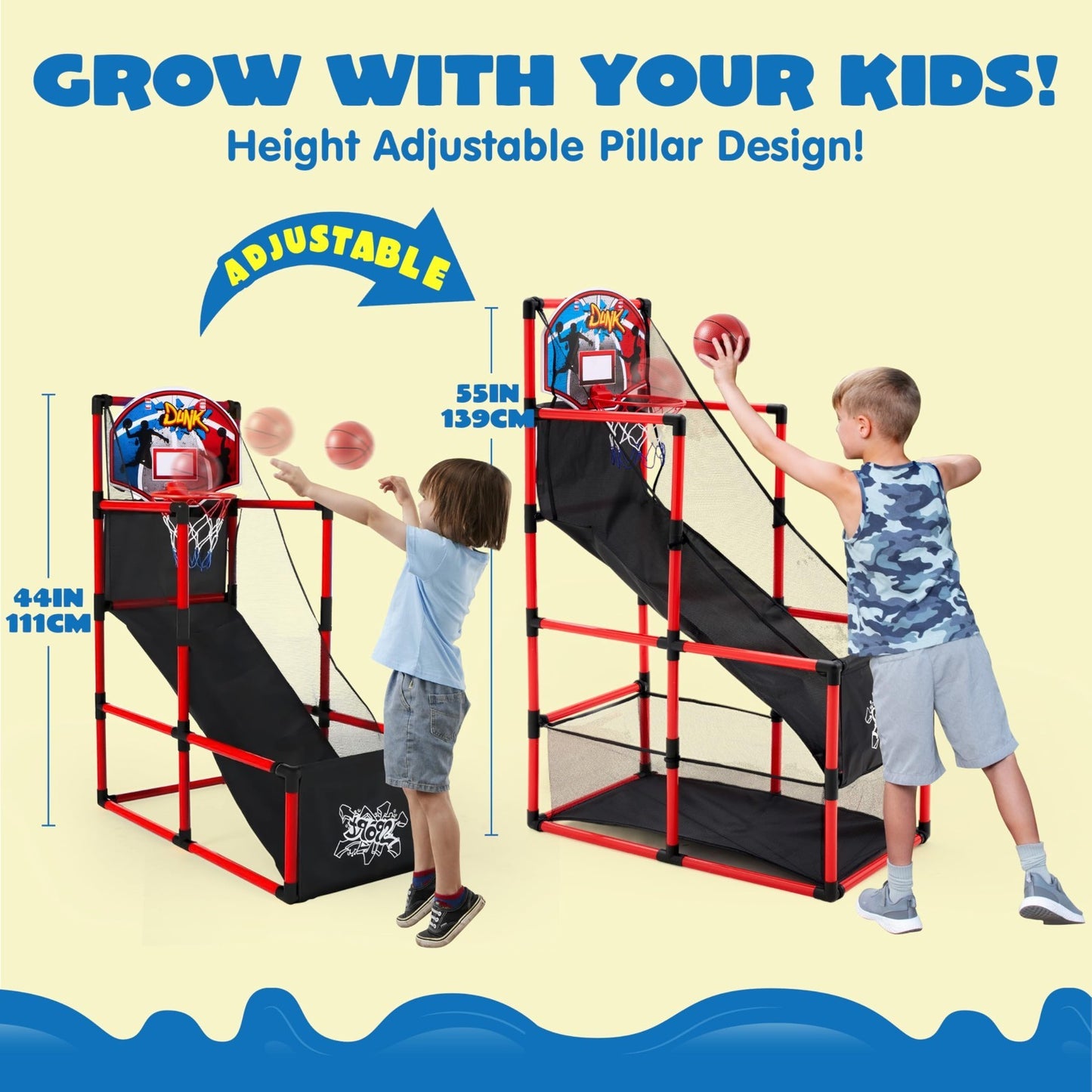 Indoor Arcade Basketball Game Set for Kids 3+, Easy Setup Sports Toy with 4 Ball2
