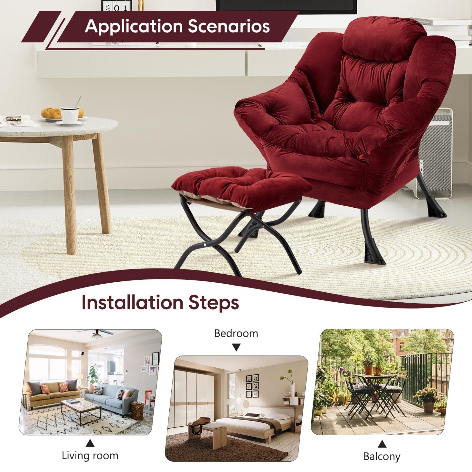 Here’s an optimized eBay title for the product:"Modern Lazy Chair with Folding4