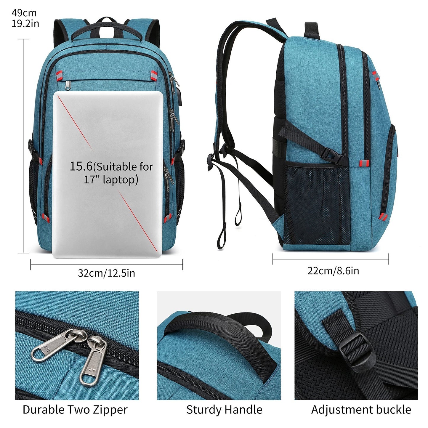 Stylish 17.3" Laptop Backpack for Men & Women   School, Travel, Business, Lake B2