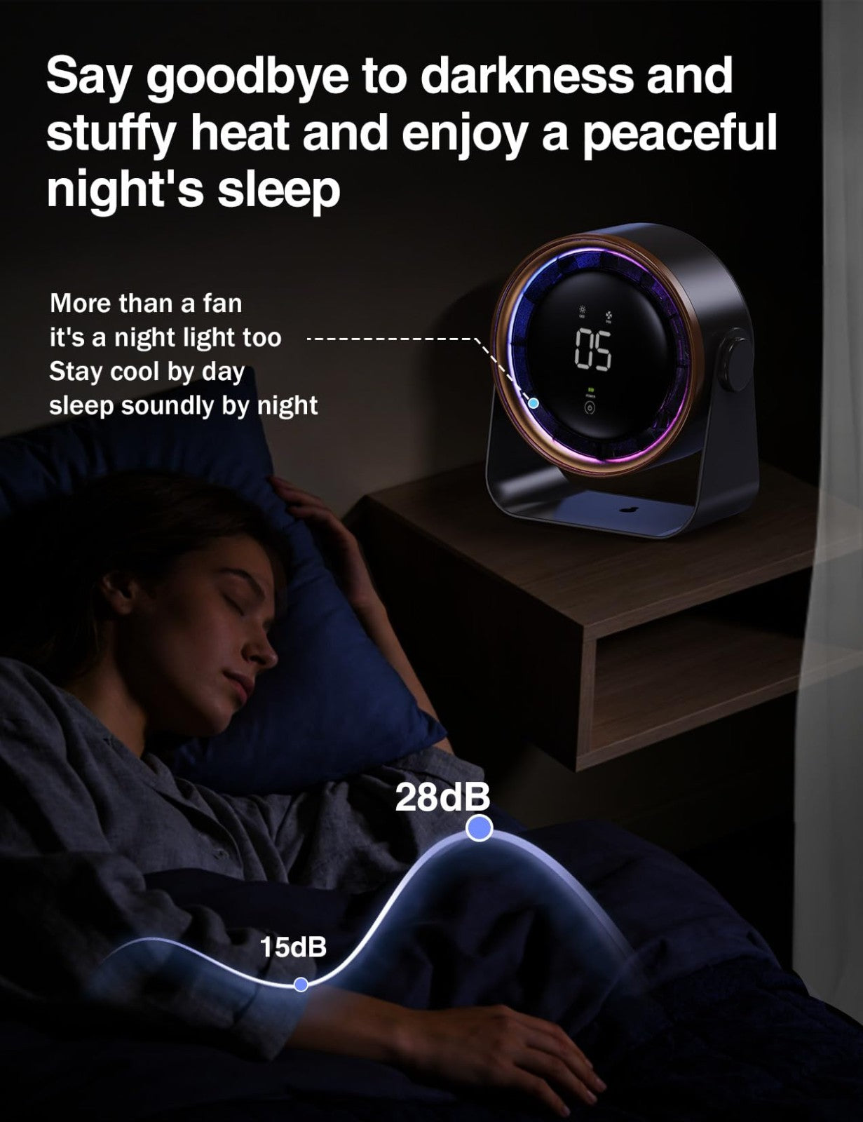 Ultra Quiet Small Desk Fan, Touch Control, Multi Speed Air Circulator, USB Recha5