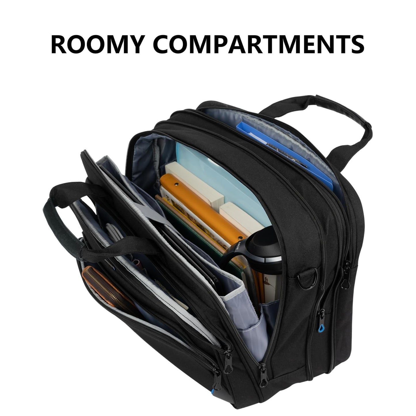 Expandable 17.3" Laptop Bag - Water Repellent Briefcase, Durable Messenger Case6