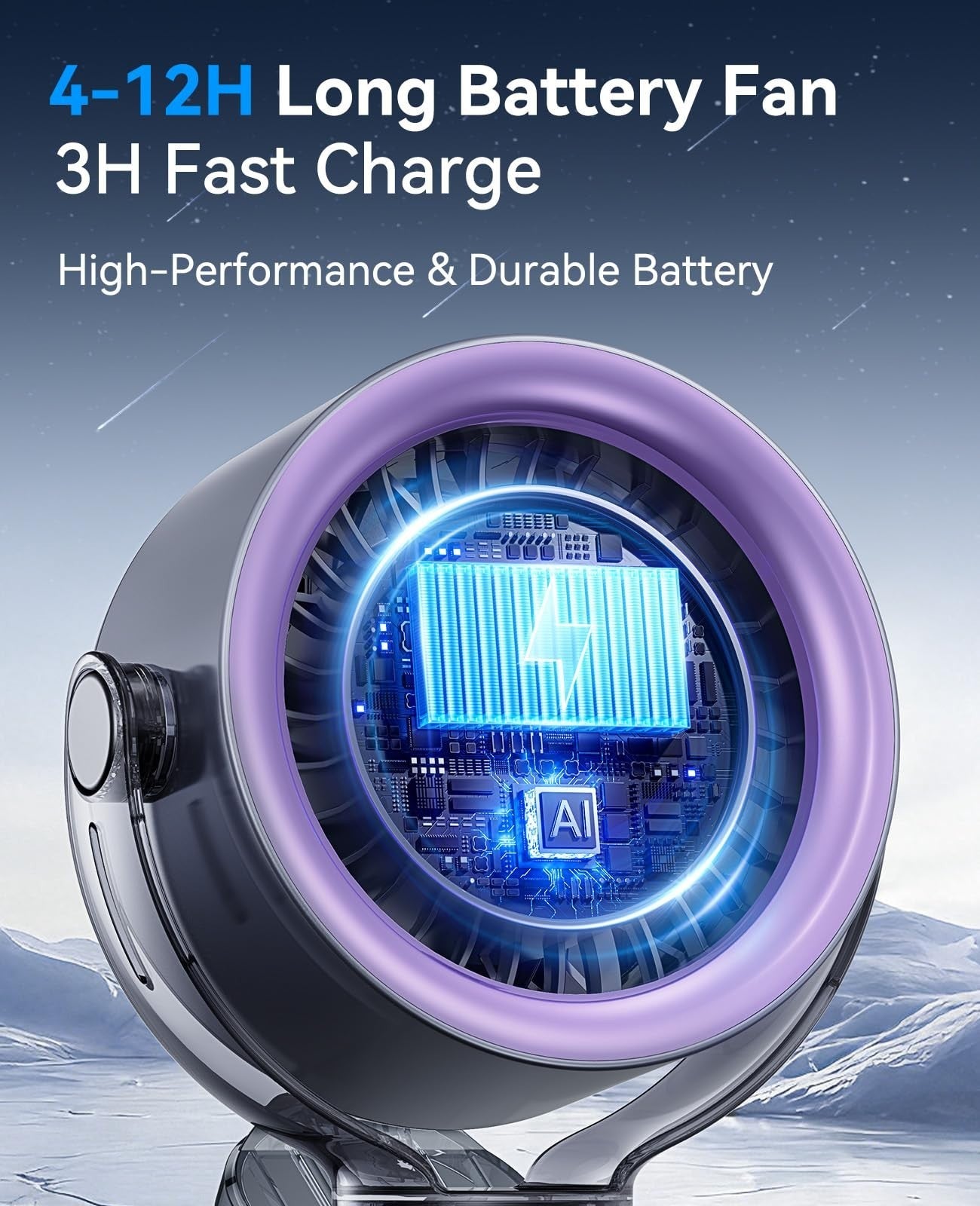 4000mAh Portable Clip On Fan, 100 Speed Touch Control, 360° Rotate, USB Battery3