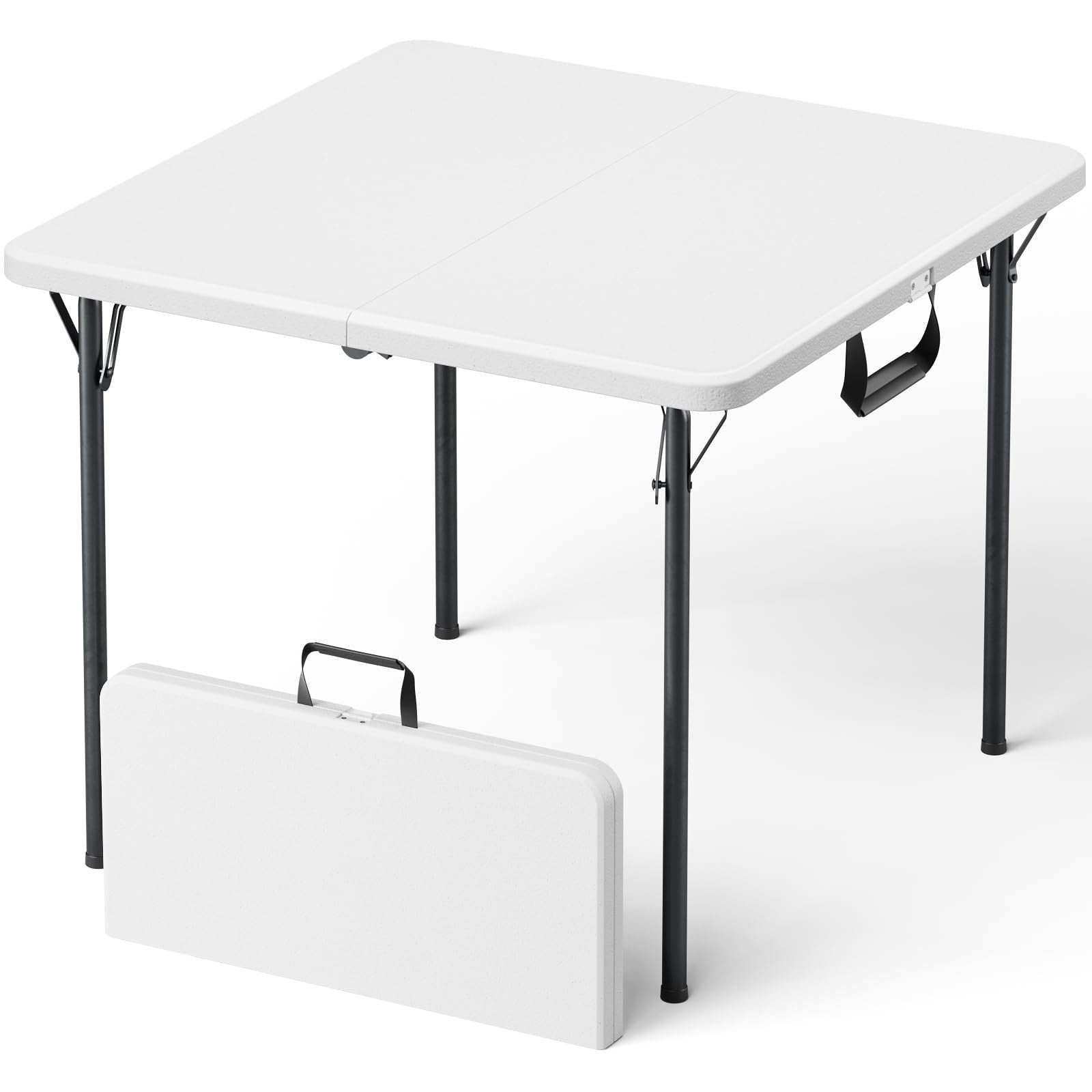 36" Square Folding Table - Portable, Heavy Duty, No Assembly, Ideal for Camping,1