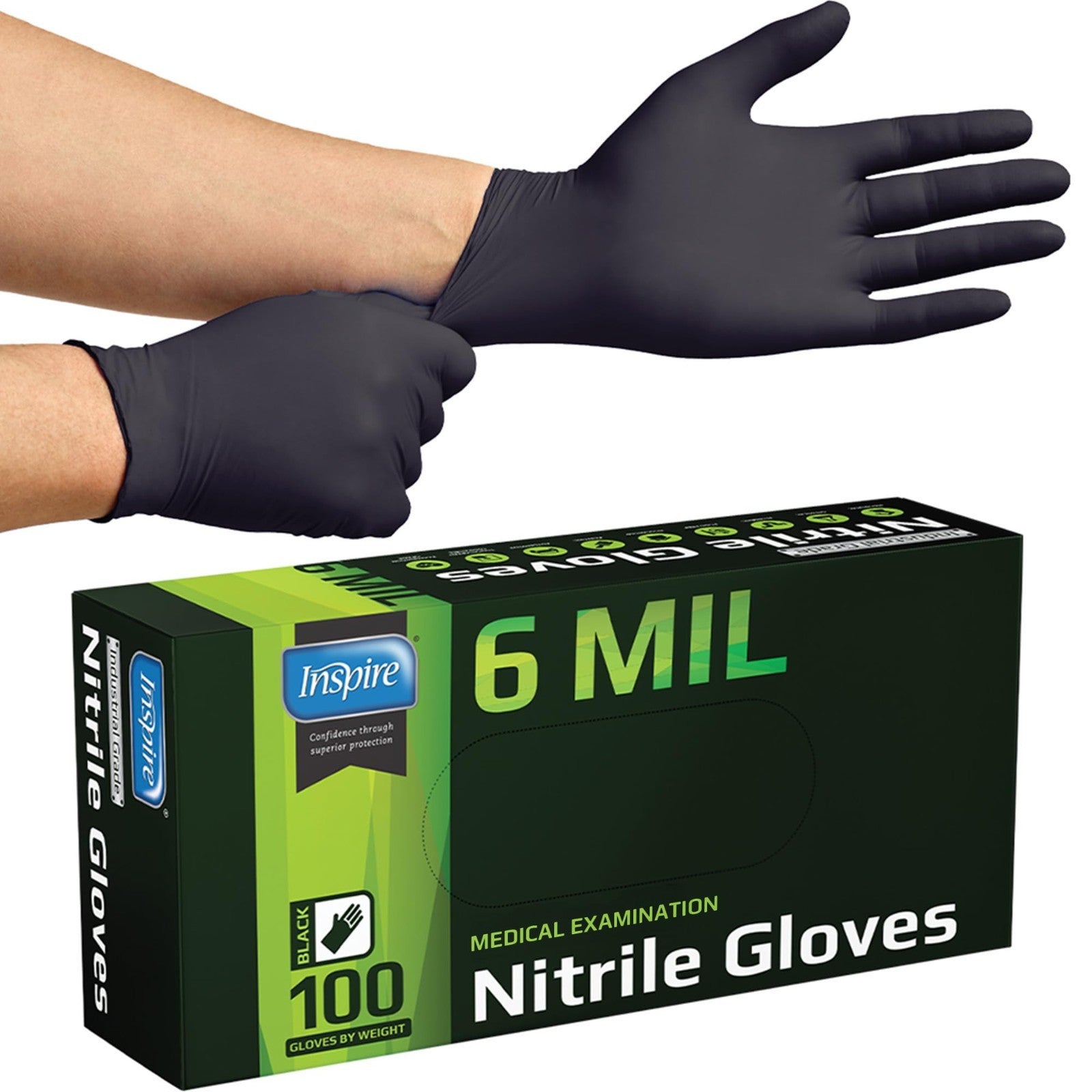 Heavy Duty Black Nitrile Gloves 6 Mil   Chemical Resistant, Medical, Cooking, Cl1