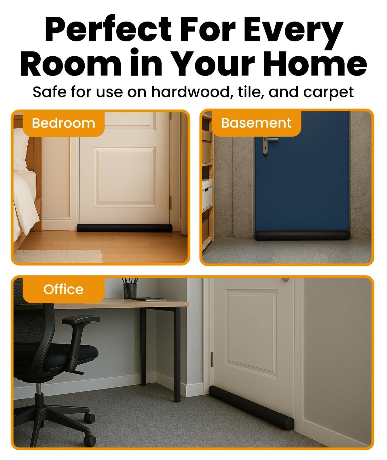 2 Sided Door Draft Stopper   Insulates & Blocks Noise, Fits 30" 36" Doors, Easy8