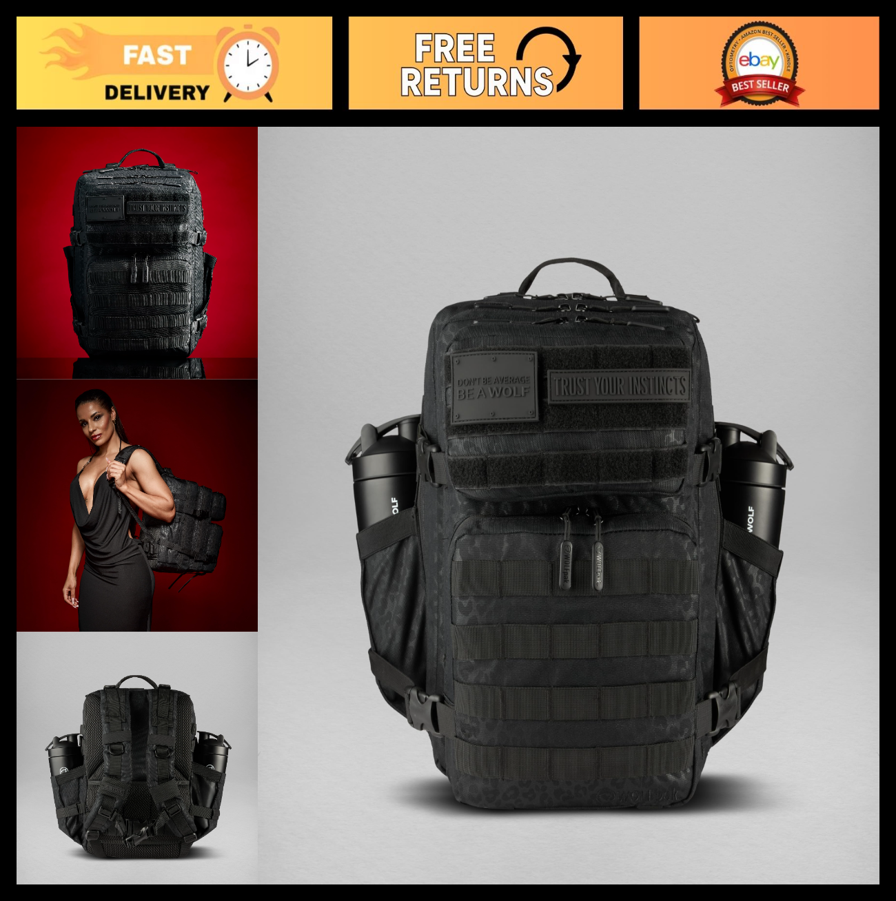 Durable 35L Waterproof Gym Backpack   1000D Oxford, MOLLE Webbing, Laptop Pocket0