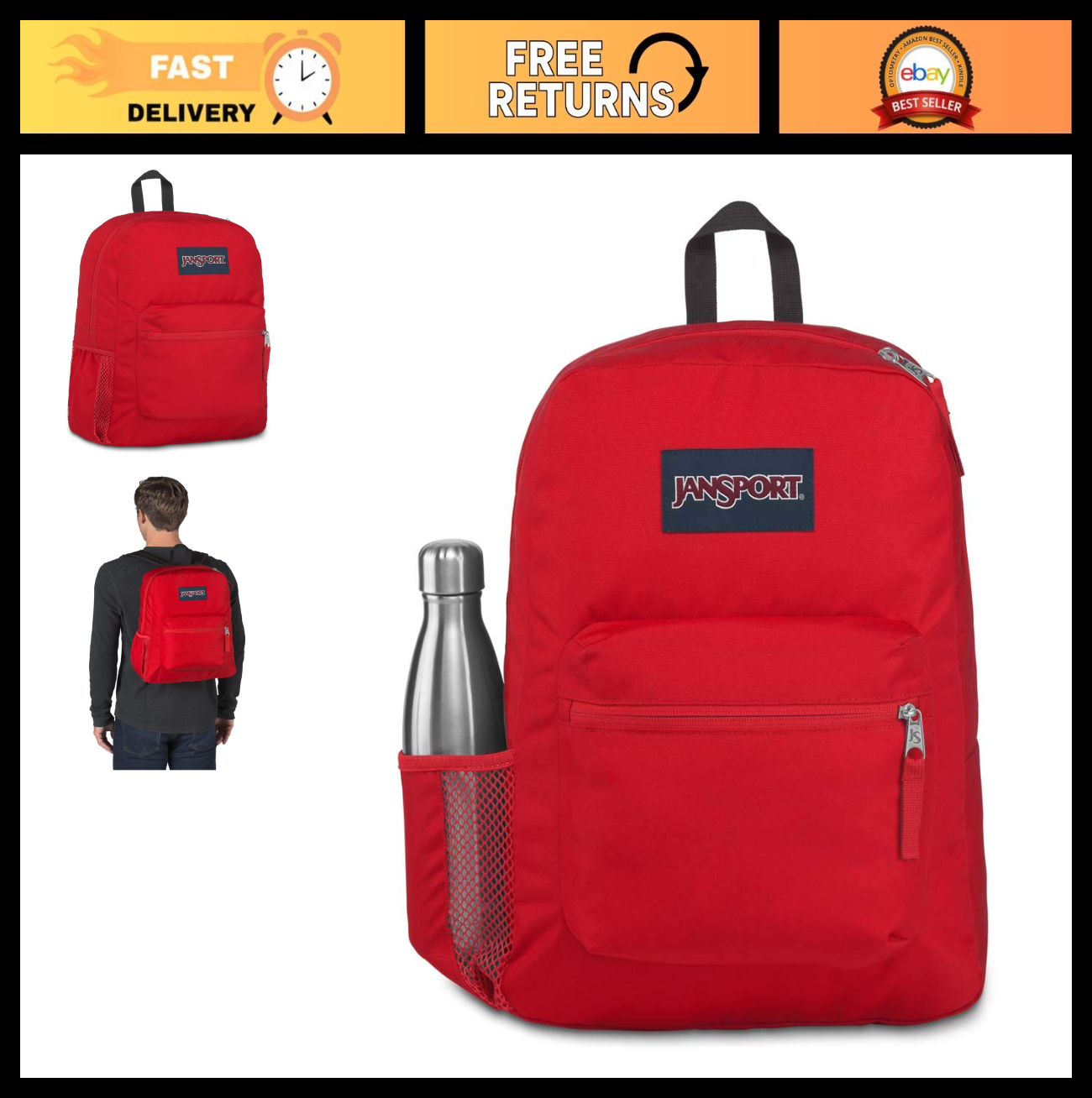 Versatile 17" Backpack   Spacious Main Compartment, Front Pocket, Stylish Red De0