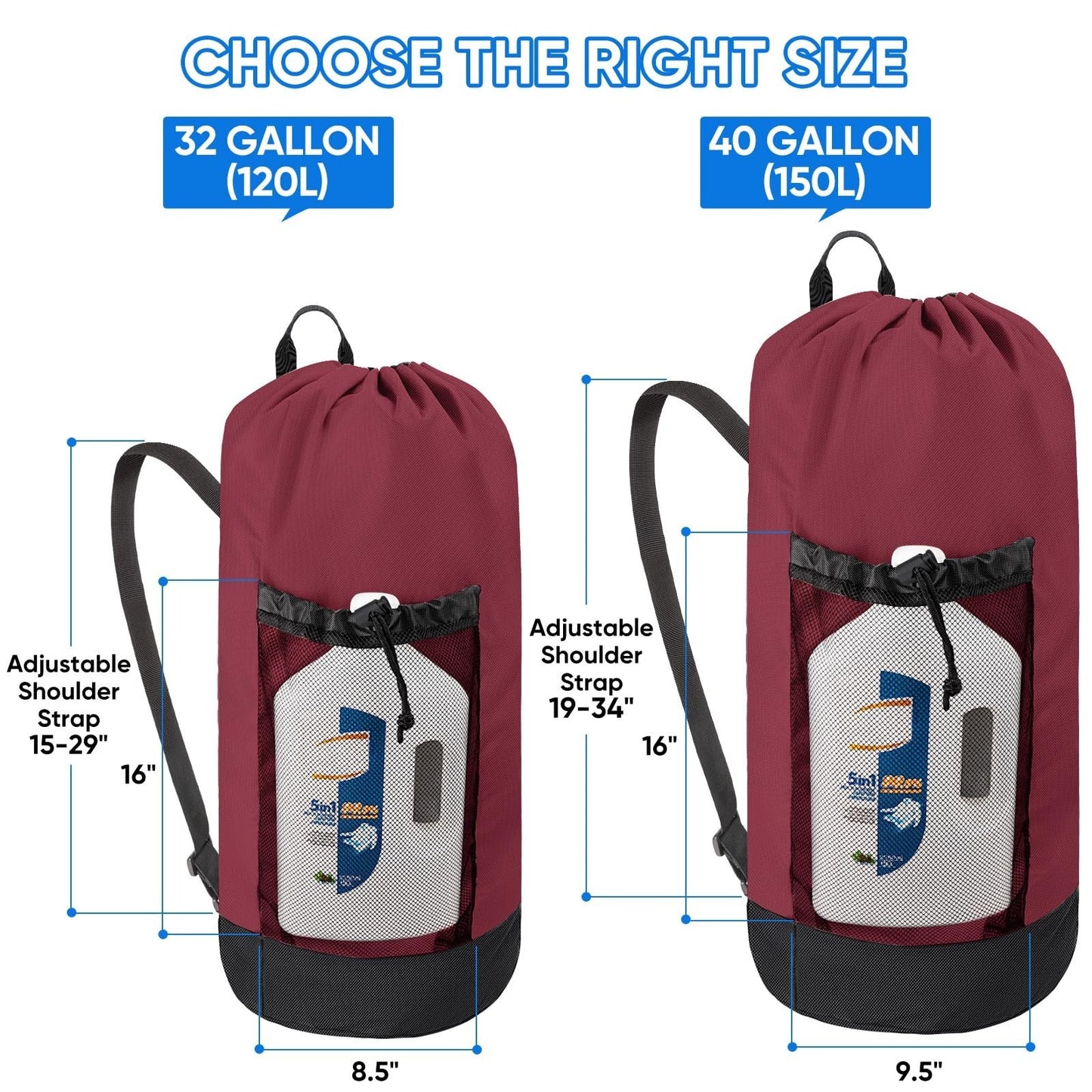 Optimized eBay Title:  "120L Large Laundry Backpack Bag - Durable 900D Oxford F2