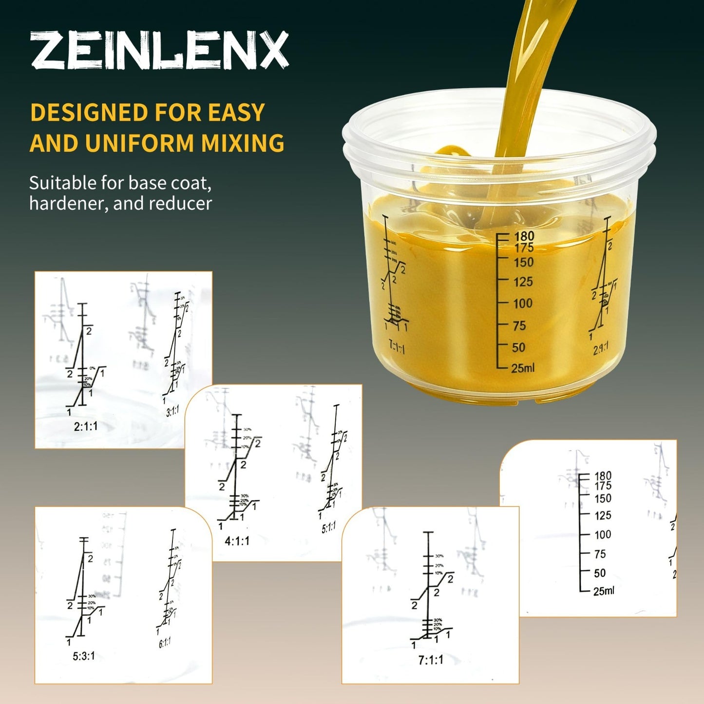 HVLP Paint Sprayer Mixing Cups - 50 Disposable 6.7oz (200ML) Kits for Auto & Fur6
