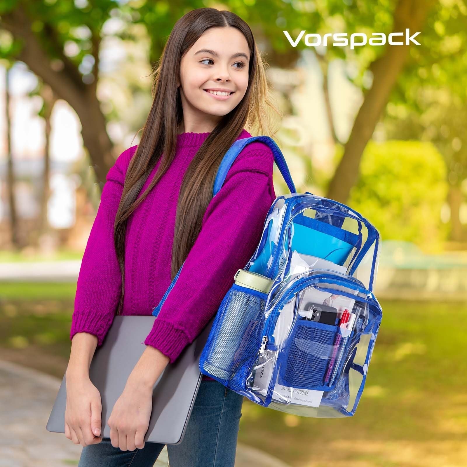 Heavy Duty Clear PVC Backpack with Reinforced Straps - Large Capacity for Colleg2