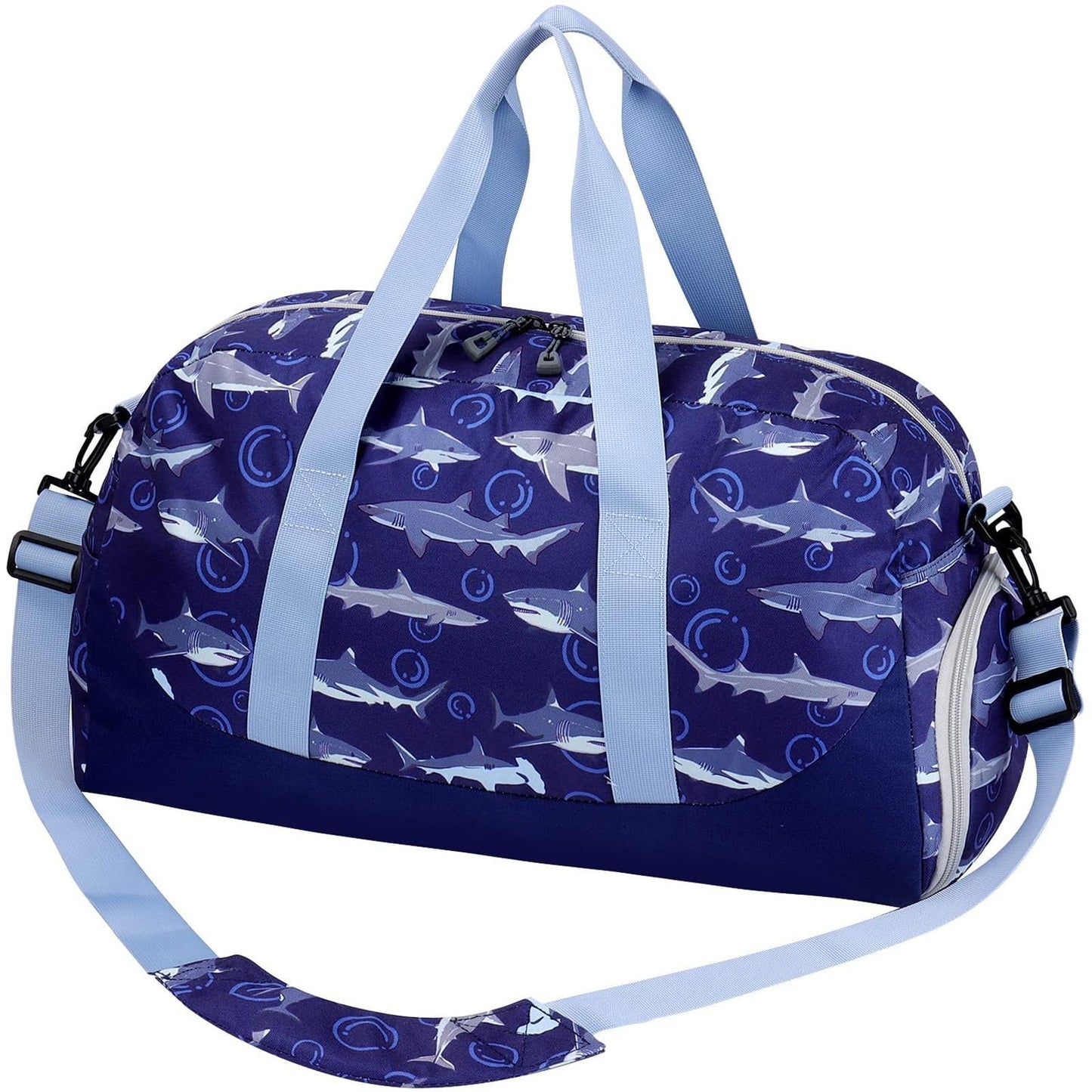 Kids Shark Duffle Bag - Large Overnight Travel Bag with Shoes Compartment, Gym &1