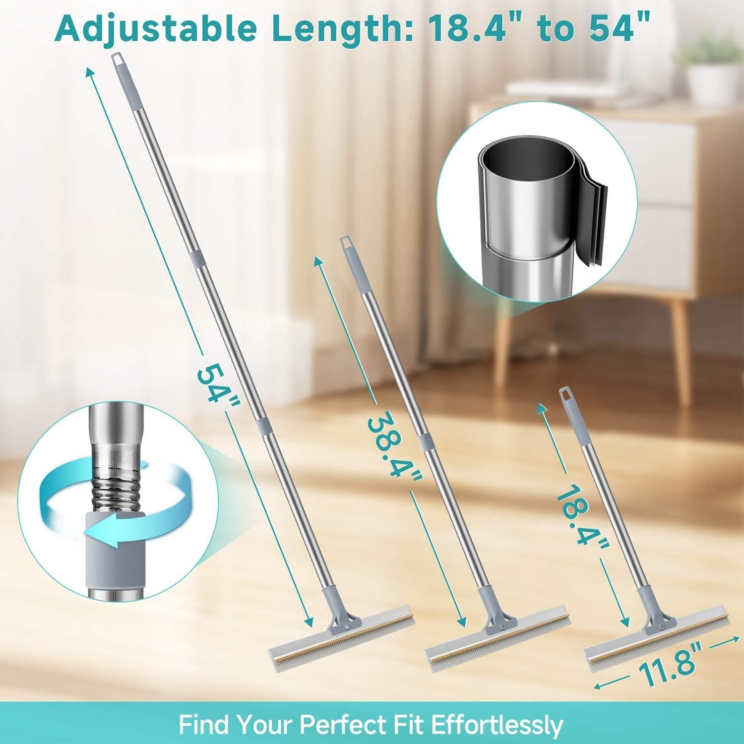Pet Hair Removal Carpet Rake Tool - Adjustable 54” Handle, 3 Pcs Brush for Rugs2
