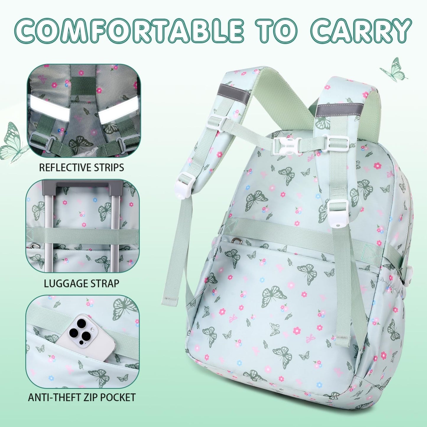 4PCS Girls Backpack Set with Lunch Box & Pencil Case   Stylish School Bags for K4