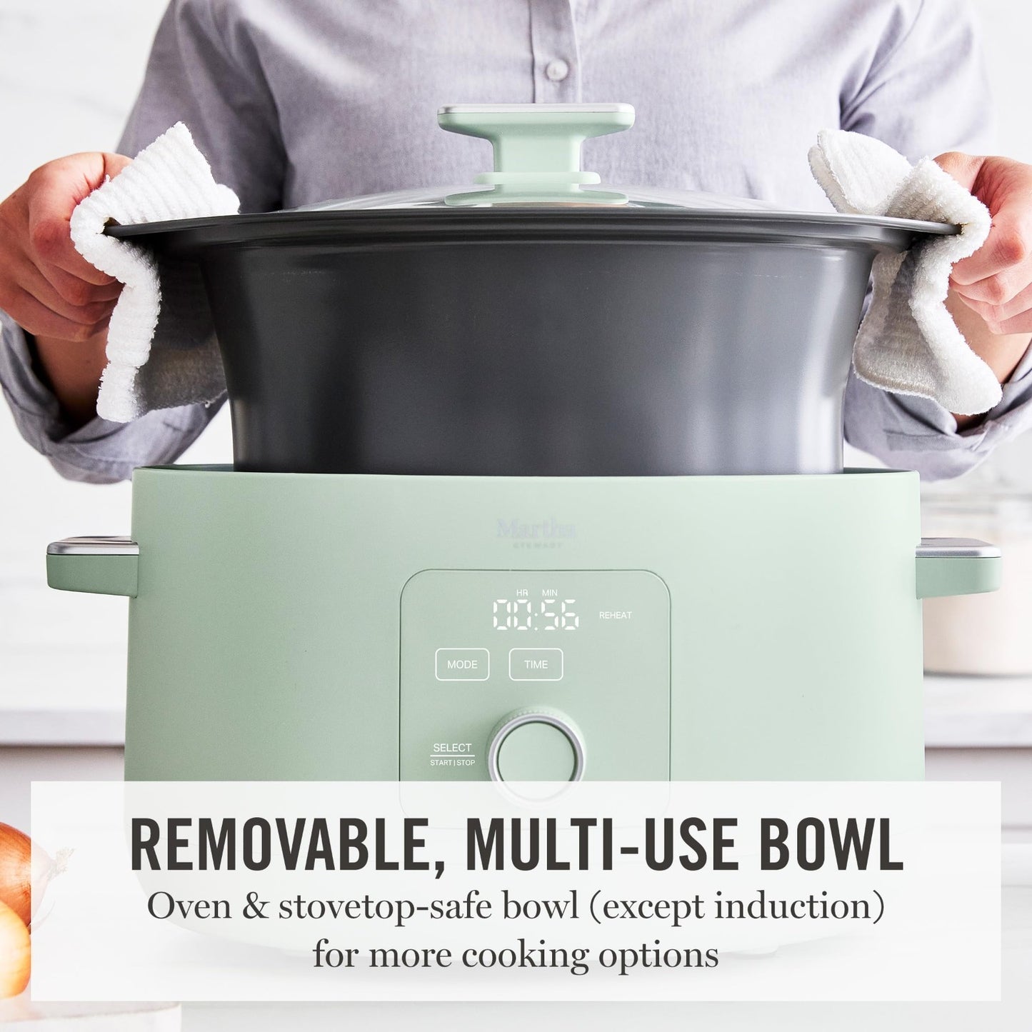 8 Quart Programmable Slow Cooker - Ceramic Nonstick, Timer, 3 Settings, Glass Li4