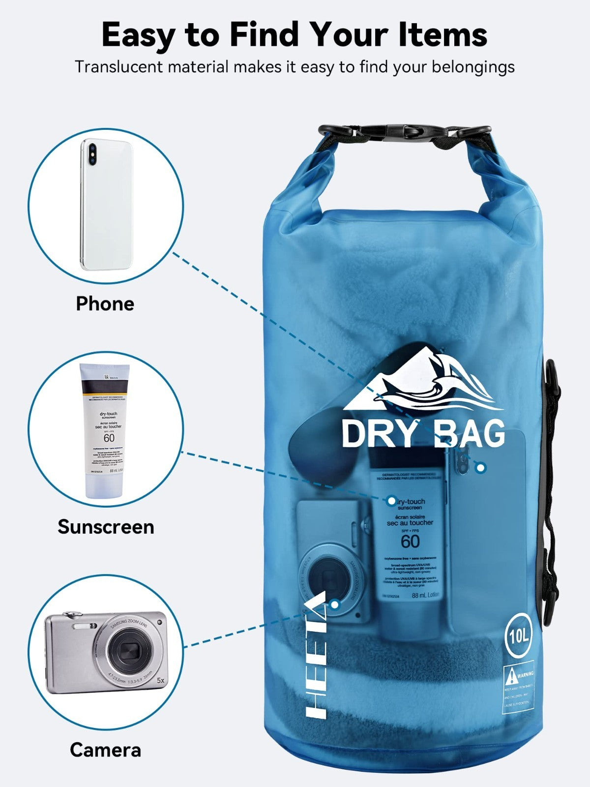 Waterproof Dry Bag Backpack for Travel, Kayaking, Boating, Camping - 5L/10L/20L/6