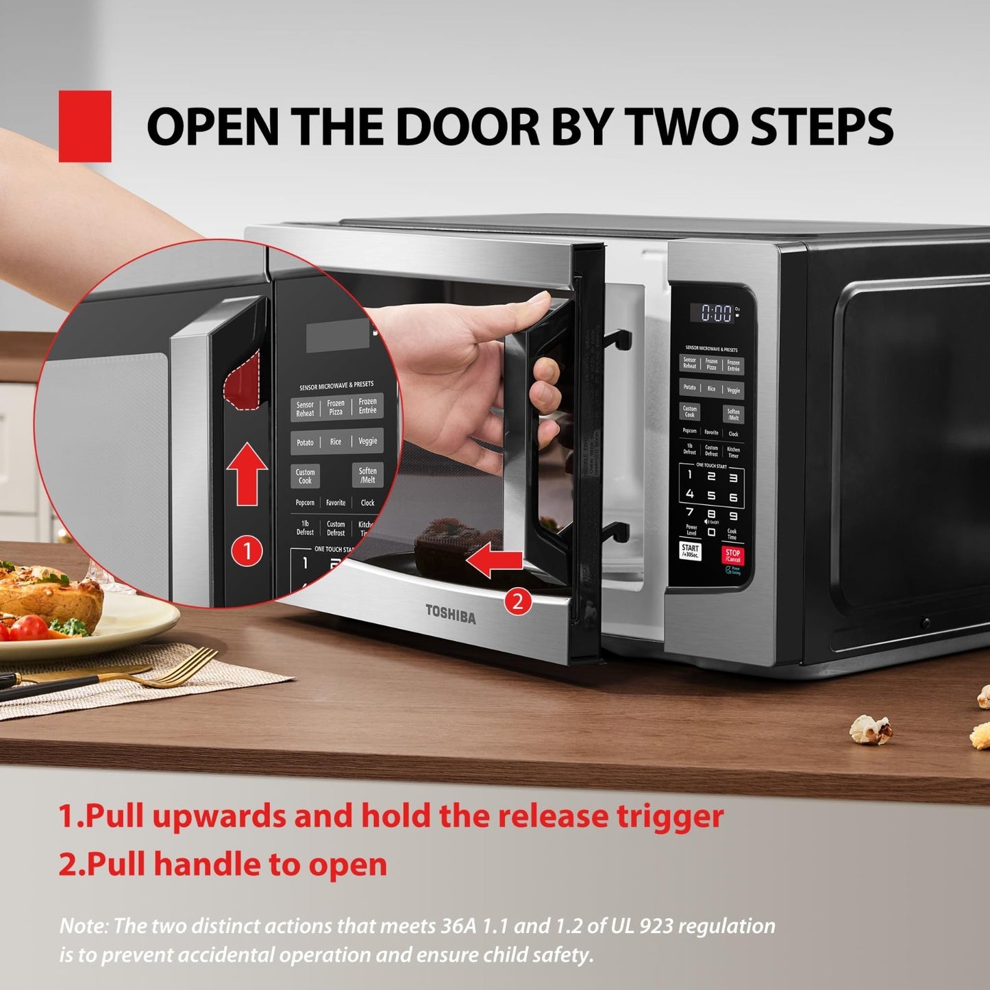 Countertop Microwave Oven 1.2 Cu.Ft 1000W Stainless Steel, Smart Sensor, 12 Auto6