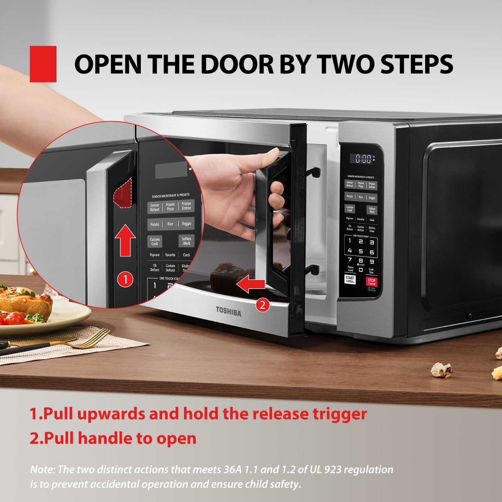 Countertop Microwave Oven 1.2 Cu.Ft 1000W Stainless Steel, Smart Sensor, 12 Auto6
