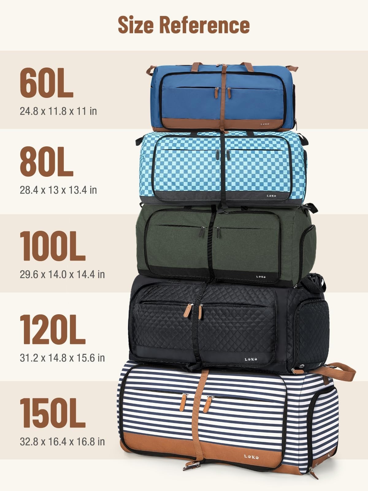 Large Foldable Travel Duffle Bag for Women - 80L, Separate Shoe Compartment, Wee5