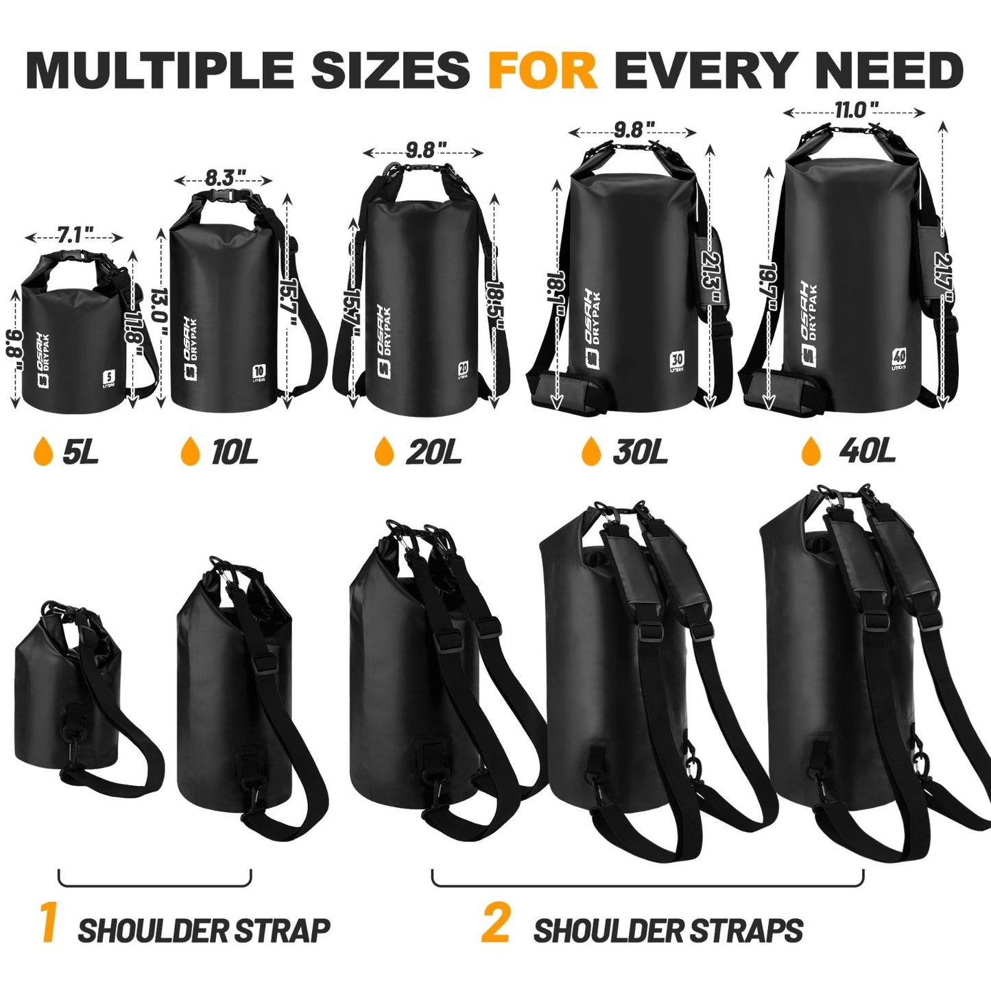 Waterproof Dry Bag - Lightweight Roll Top Backpack 5L/10L/20L/30L/40L for Travel2
