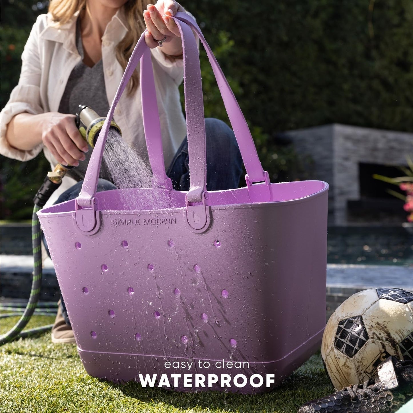 Large Waterproof Beach Bag Tote - Minnie Mouse Design, Zipper Pocket, Travel & P8